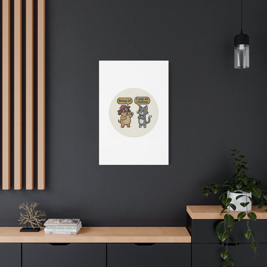 Funny Cat vs Dog Canvas | Pet Rivalry Wall Art