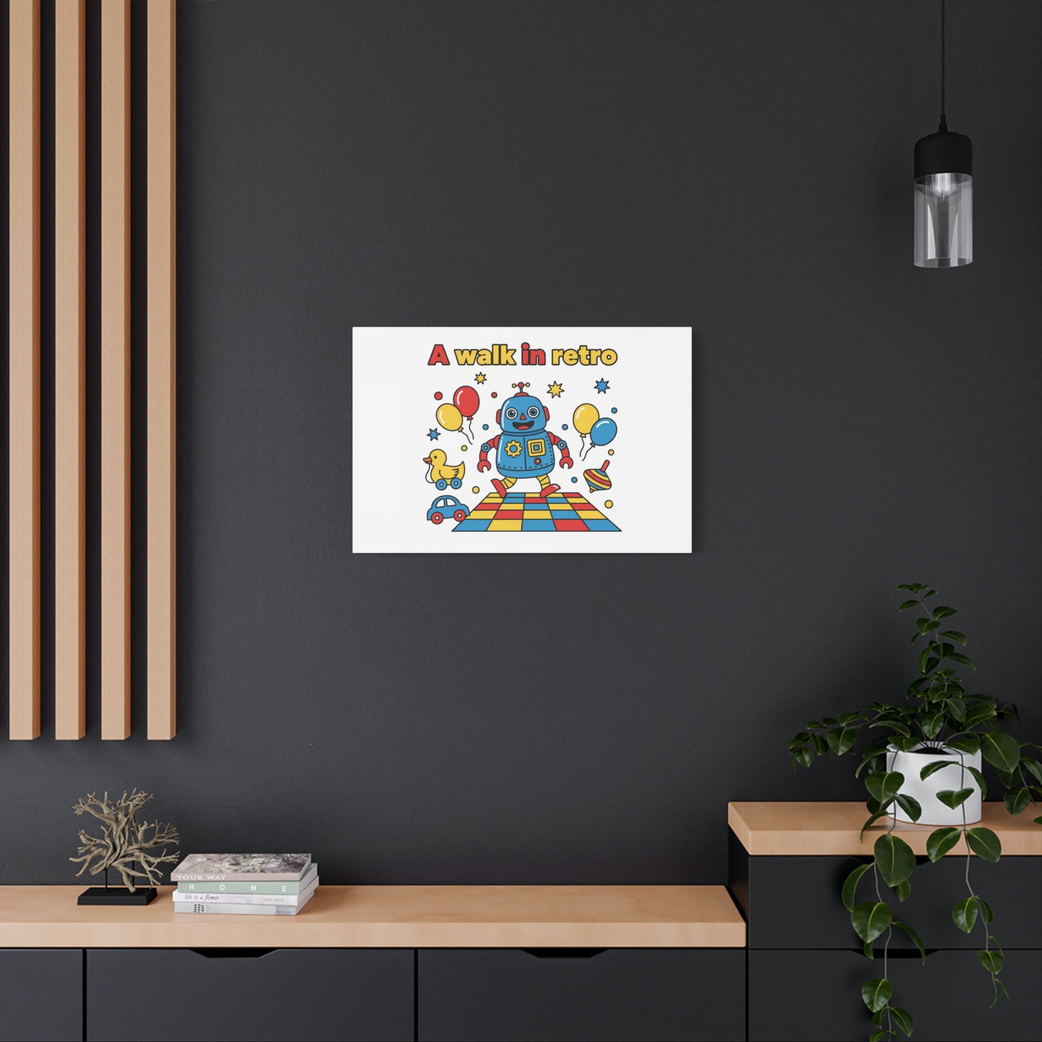 Retro Toy Robot Canvas | Throwback Kid, Primary Color Nostalgia