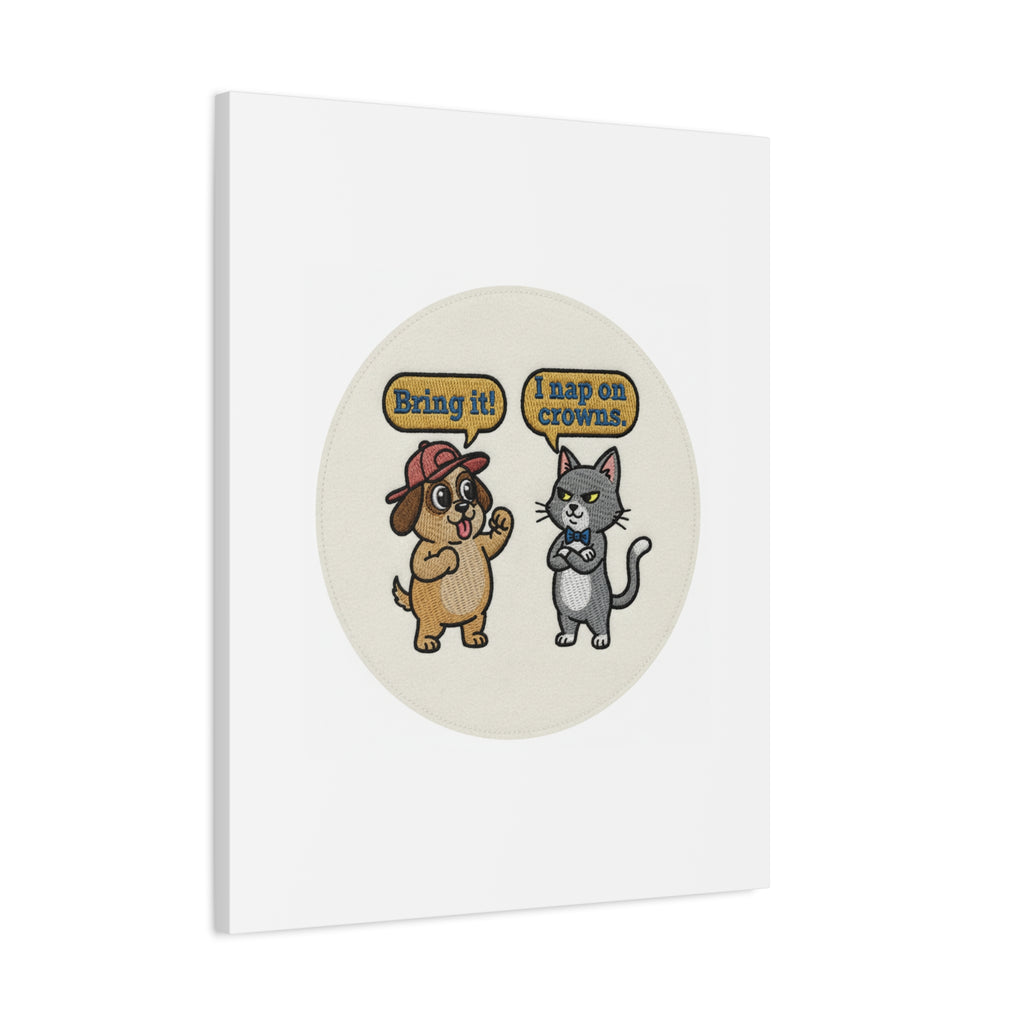 Funny Cat vs Dog Canvas | Pet Rivalry Wall Art