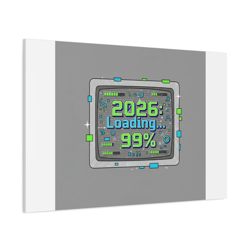 2026 Loading 99% Canvas | NYE countdown, retro system interface