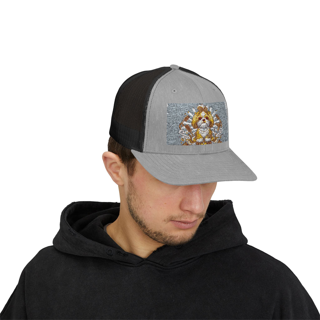 Trucker Cap — Gold Floral Mandala Patch Snapback