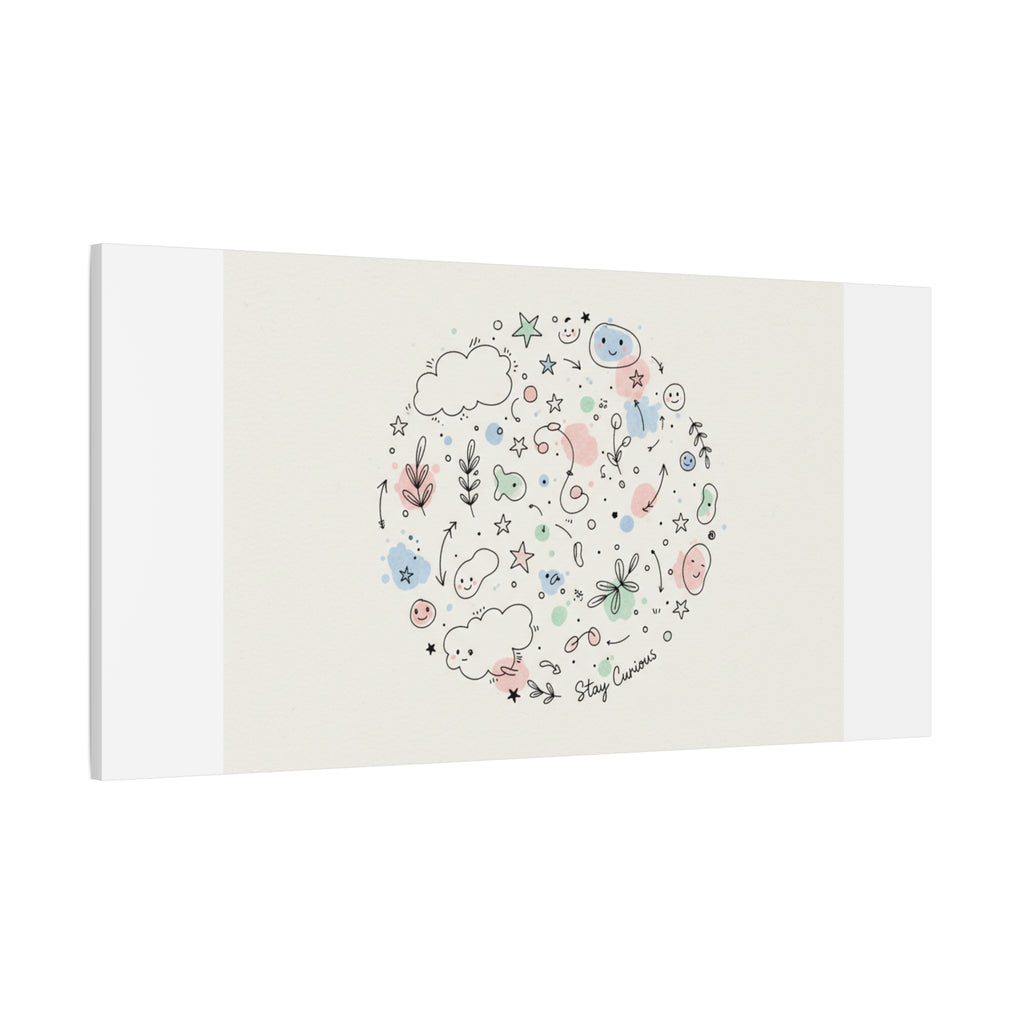Doodle Circle Line Drawing Matte Canvas, Hand-Drawn Sketch Art