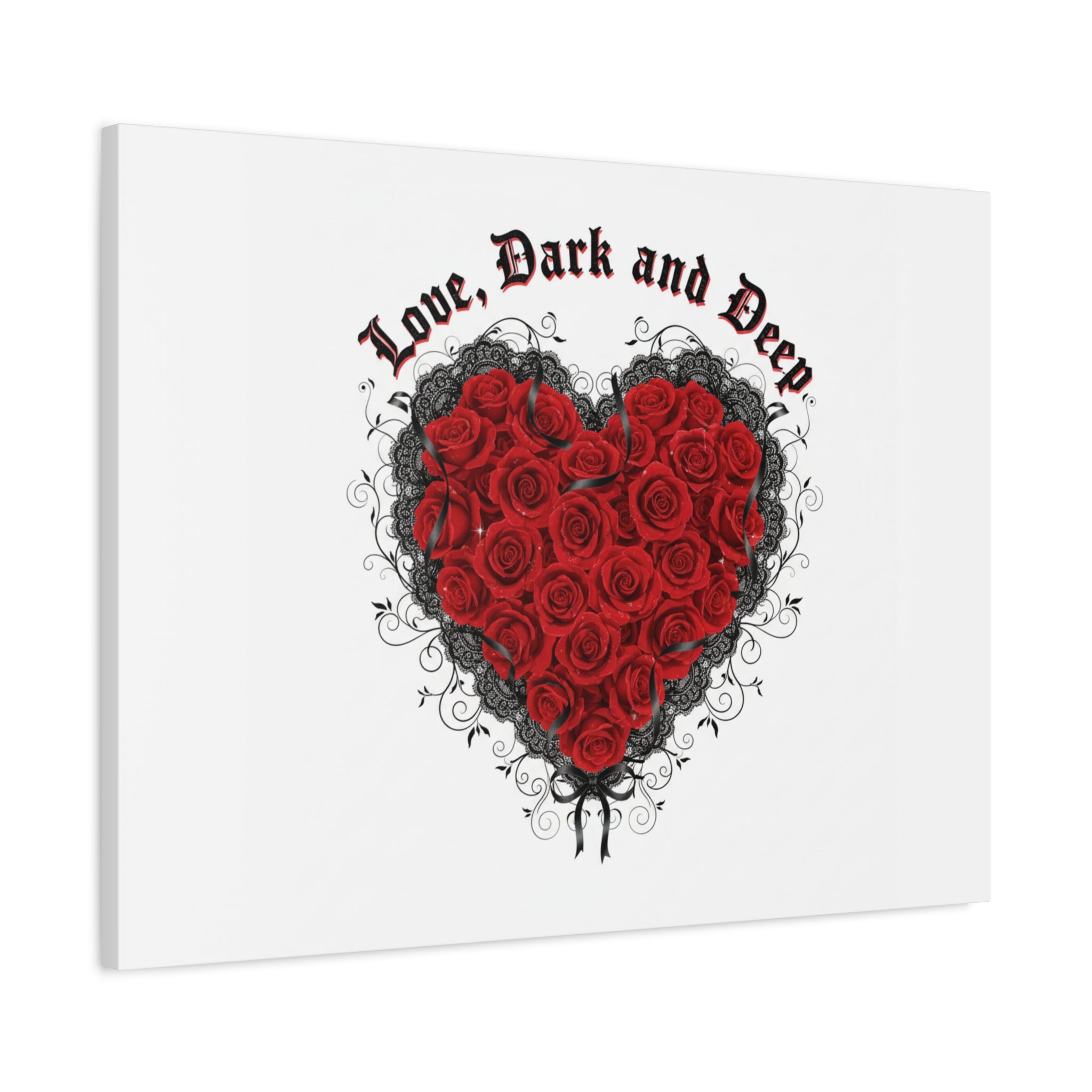 Love Dark and Deep Heart Canvas, Nu Romantic Gothic Romance, 80s Nostalgia