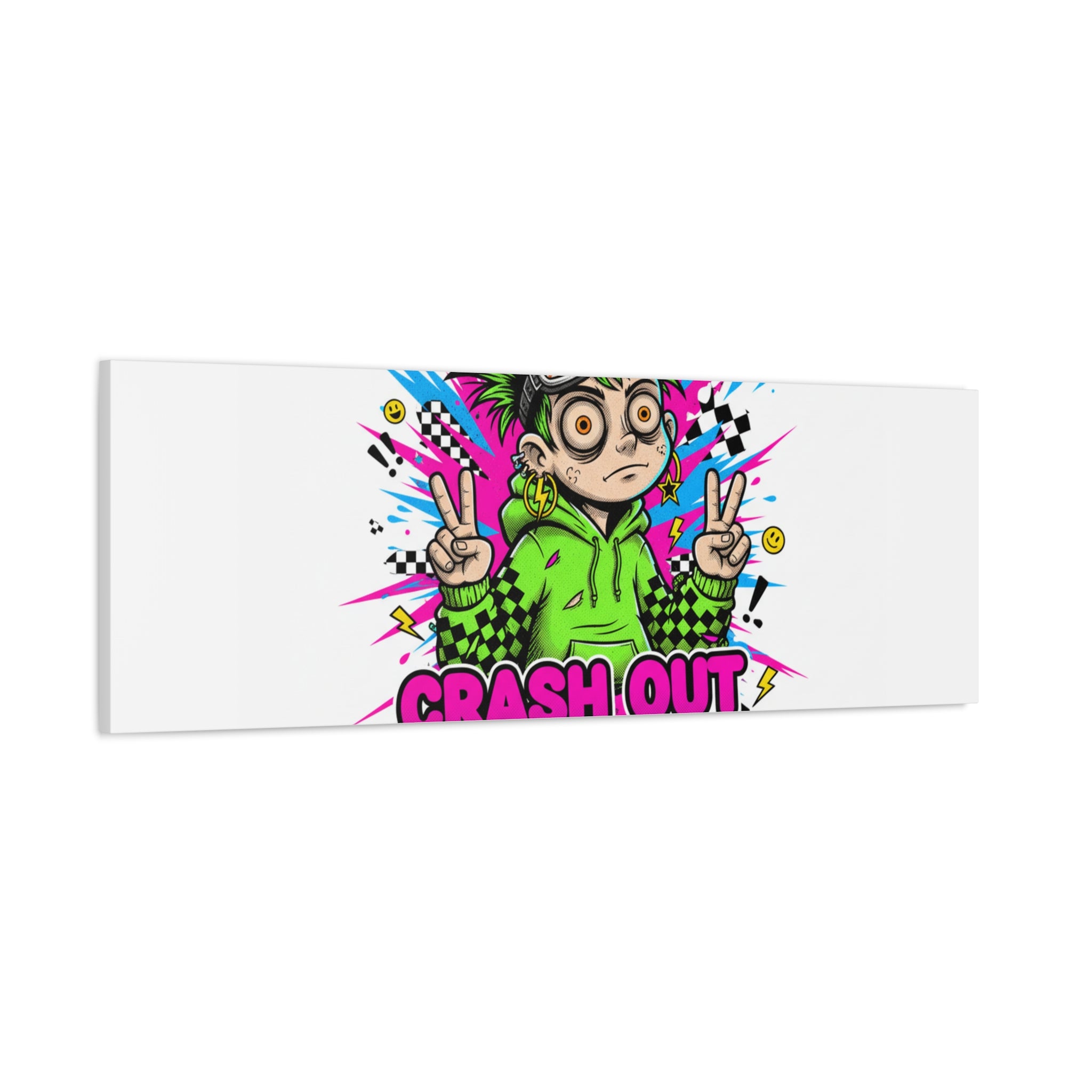 Crash Out With a Smile Canvas Print | Neon Skate Graffiti, Meme Meltdown Art