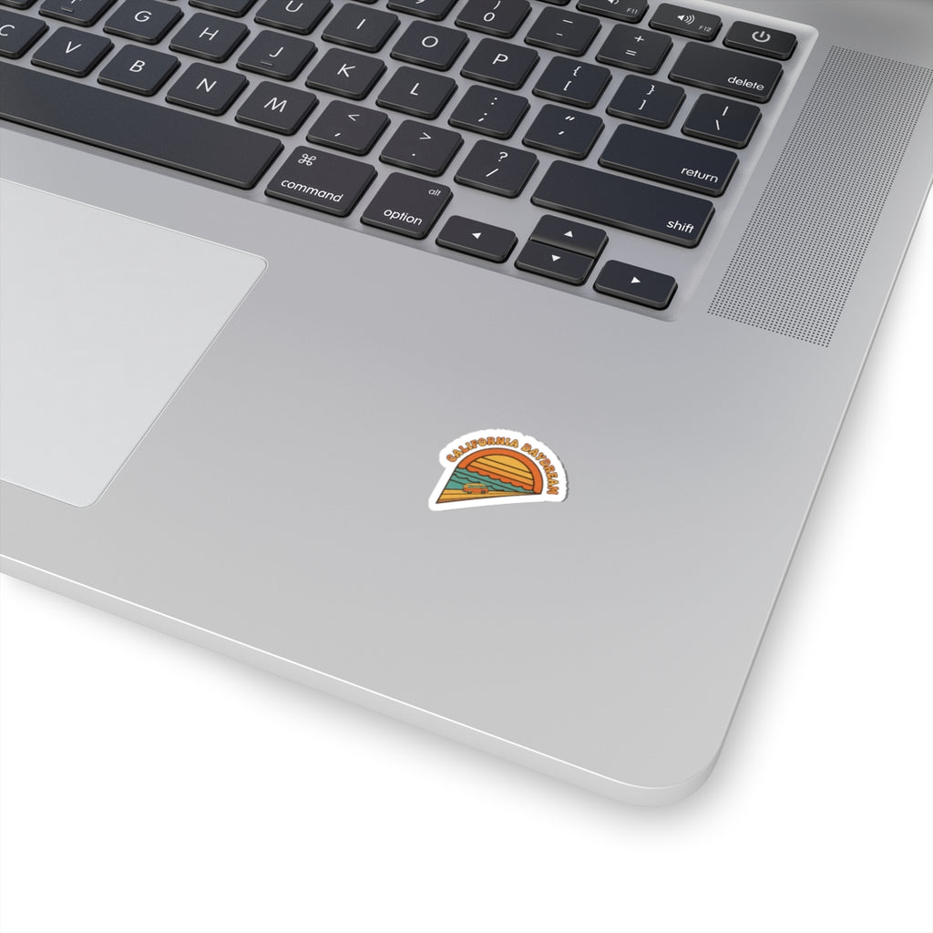 California Daydream Kiss-Cut Sticker | 1970s Sunset, Retro Palm Postcard