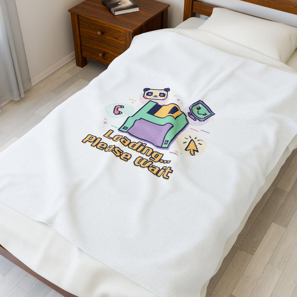 Loading Please Wait pixel art Velveteen Plush Blanket | Old Internet Aesthetic