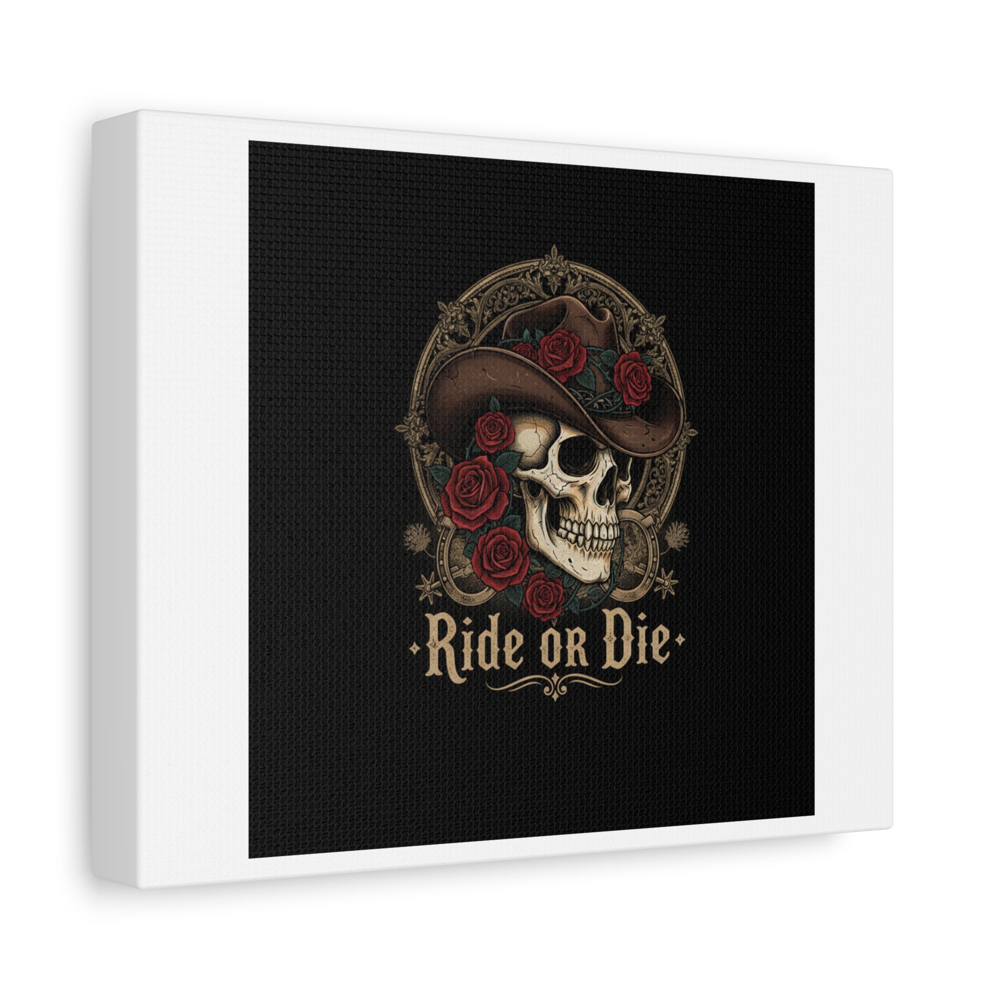 Ride or Die Skull Canvas | Western Skull Art, Gothic Americana