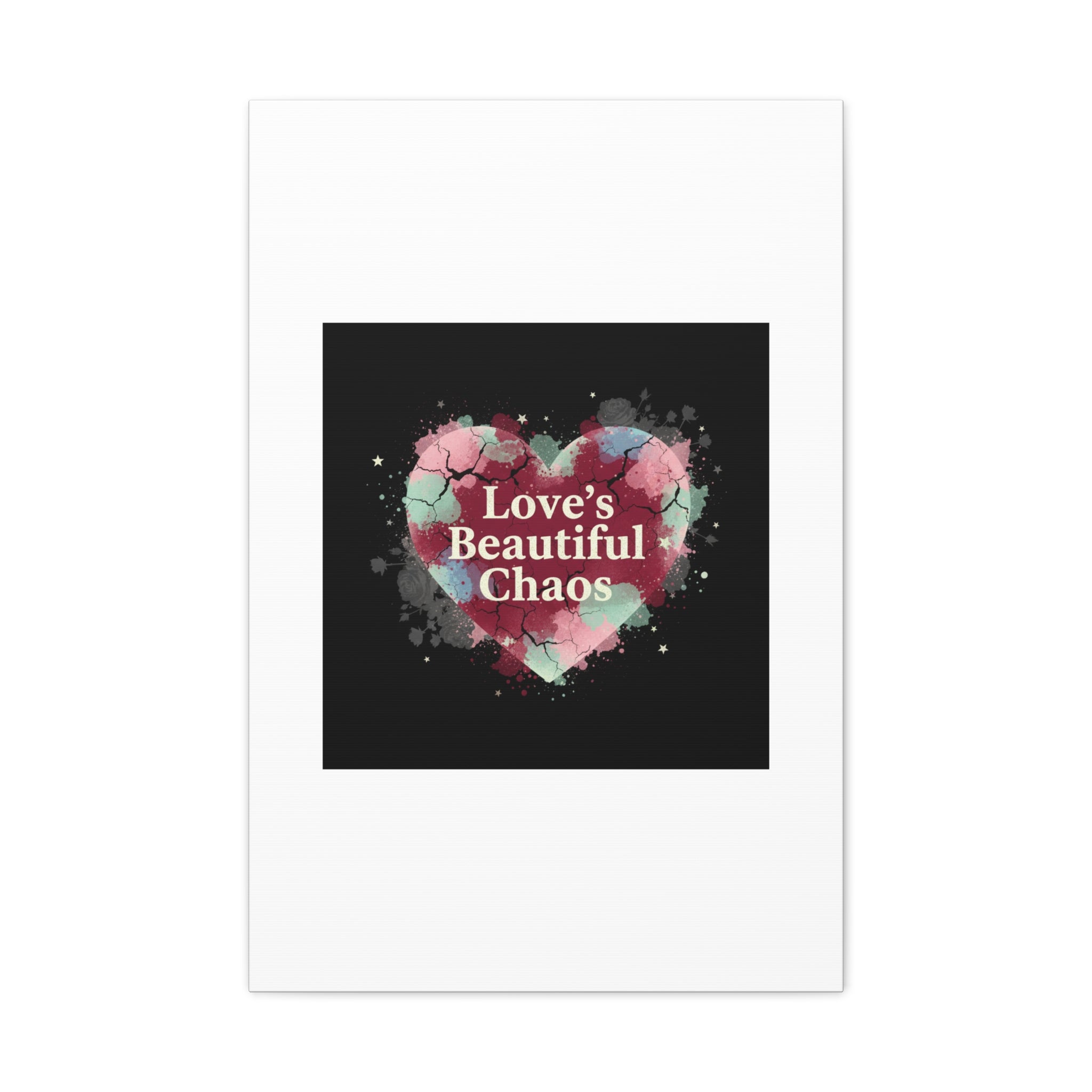 Love's Beautiful Chaos Canvas Print | Soft Grunge Hearts, Distressed Heart Art