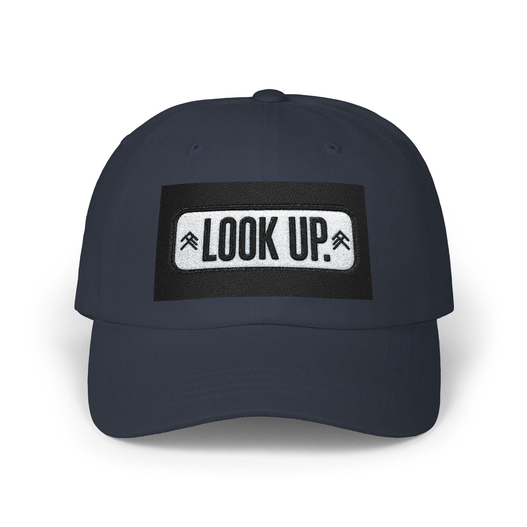 Look Up Embroidered Dad Cap — Minimalist White Baseball Hat