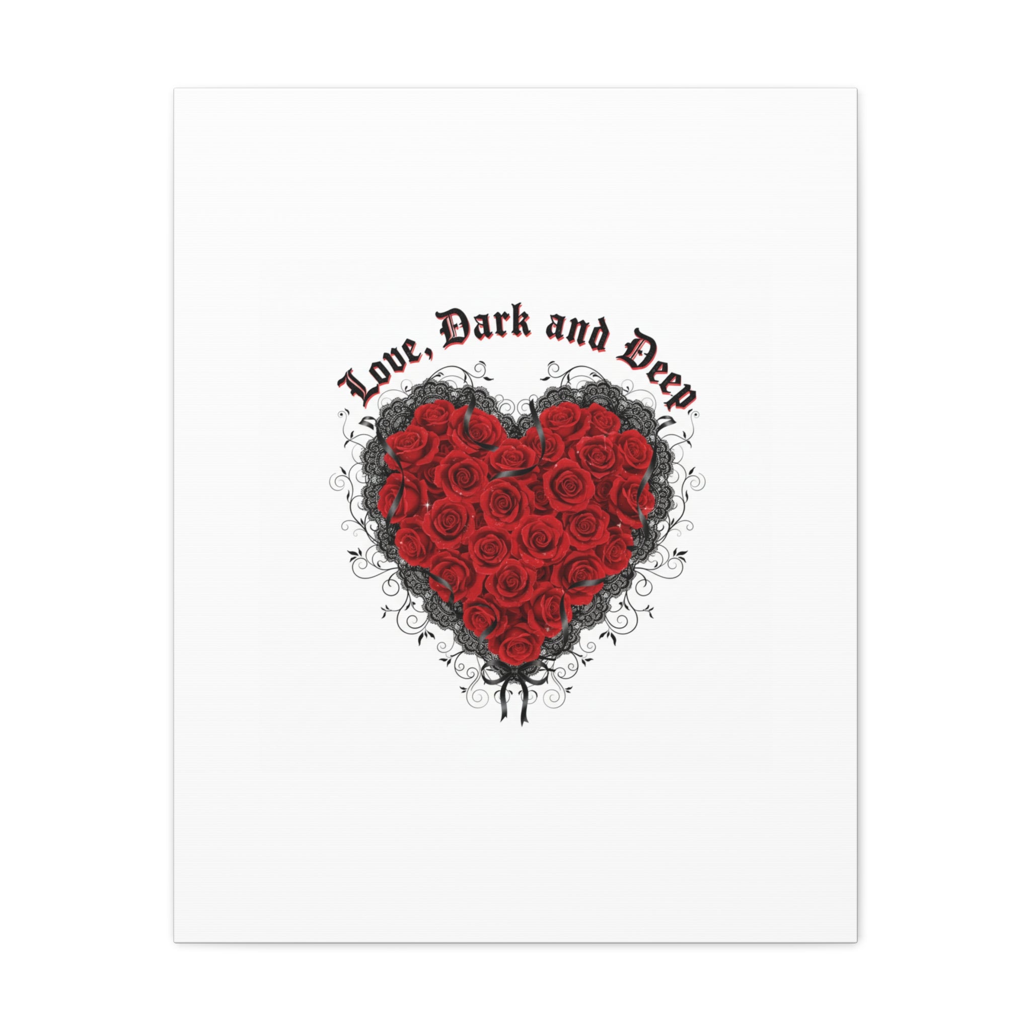 Love Dark and Deep Heart Canvas, Nu Romantic Gothic Romance, 80s Nostalgia