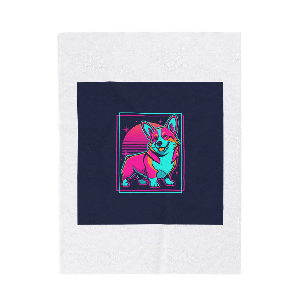 Neon Corgi Illustration Velveteen Blanket | Friendship Valentine, Platonic Love