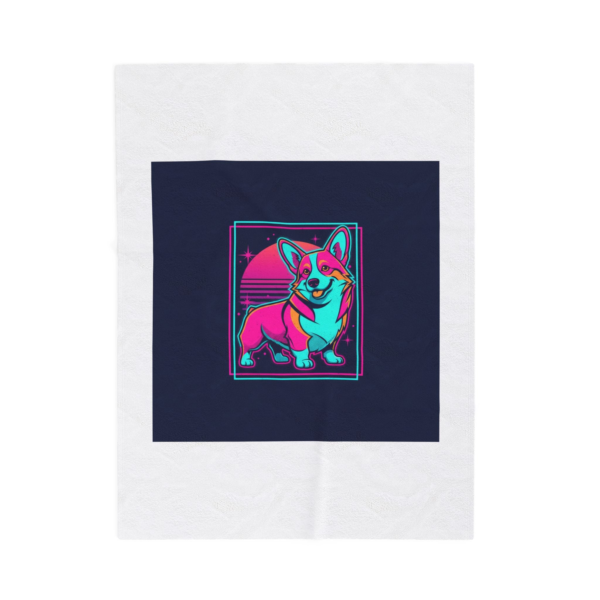 Neon Corgi Illustration Velveteen Blanket | Friendship Valentine, Platonic Love