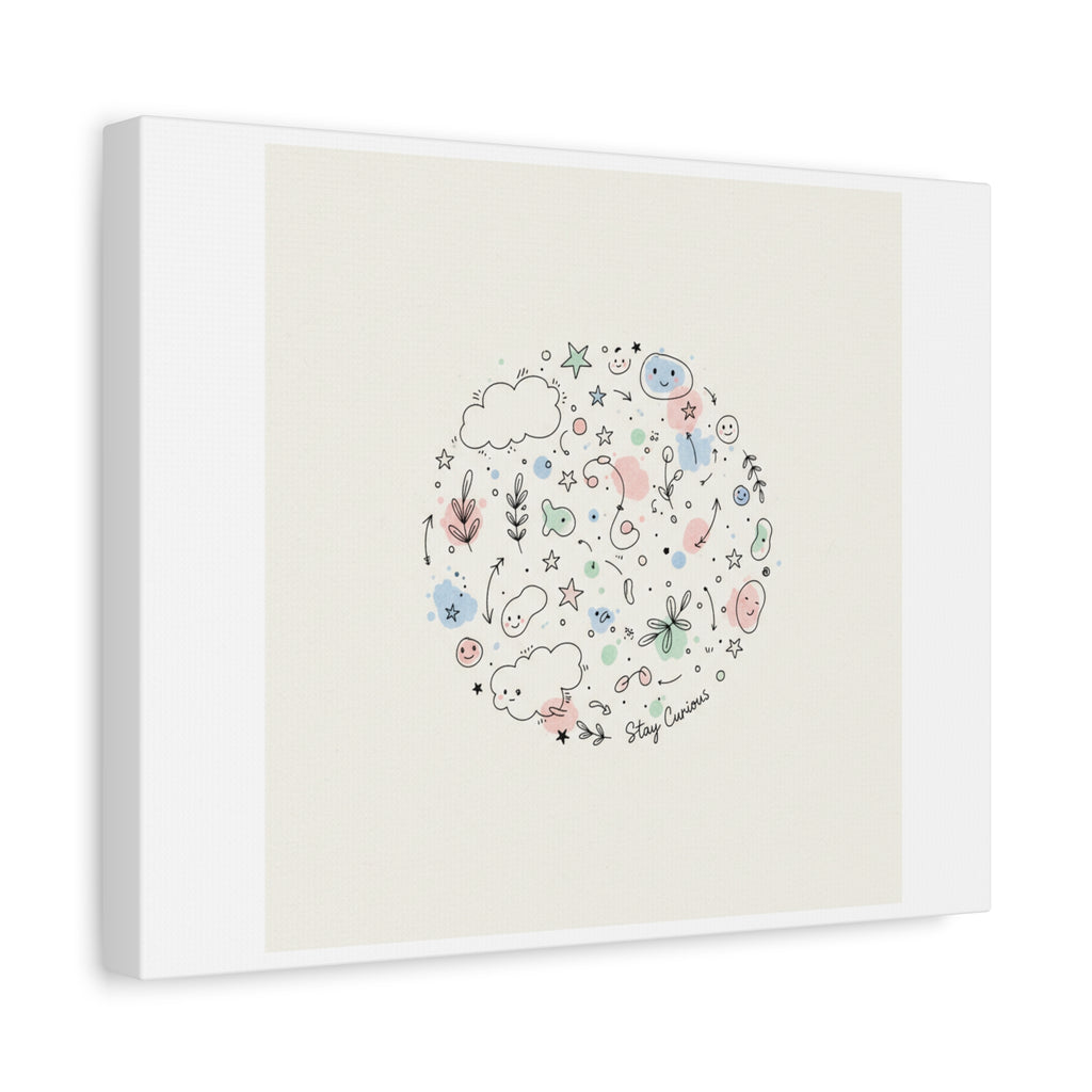 Doodle Circle Line Drawing Matte Canvas, Hand-Drawn Sketch Art