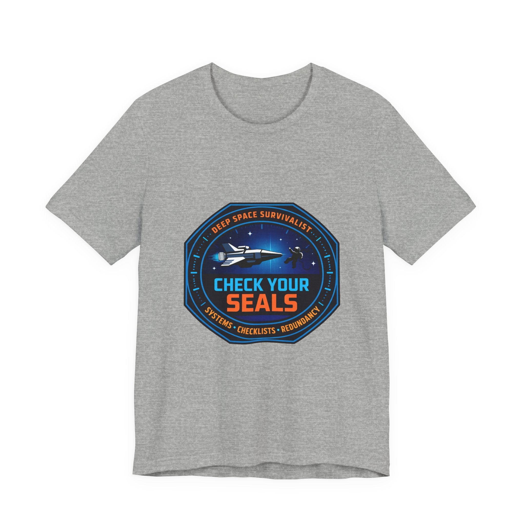 Check Your Seals Mission Patch T-Shirt | hard sci‑fi, space survival