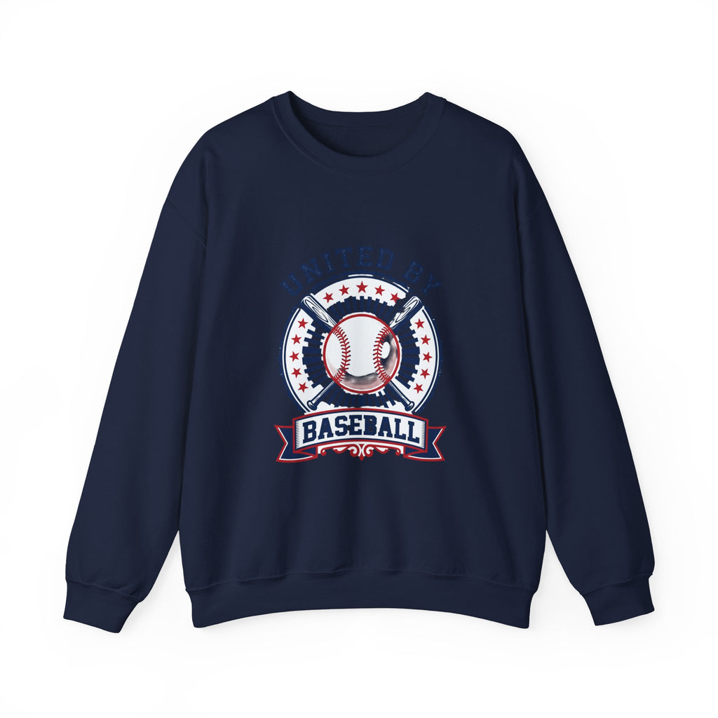 United by Baseball Crewneck Sweatshirt | Patriotic Baseball Graphic, Vintage Red White Blue