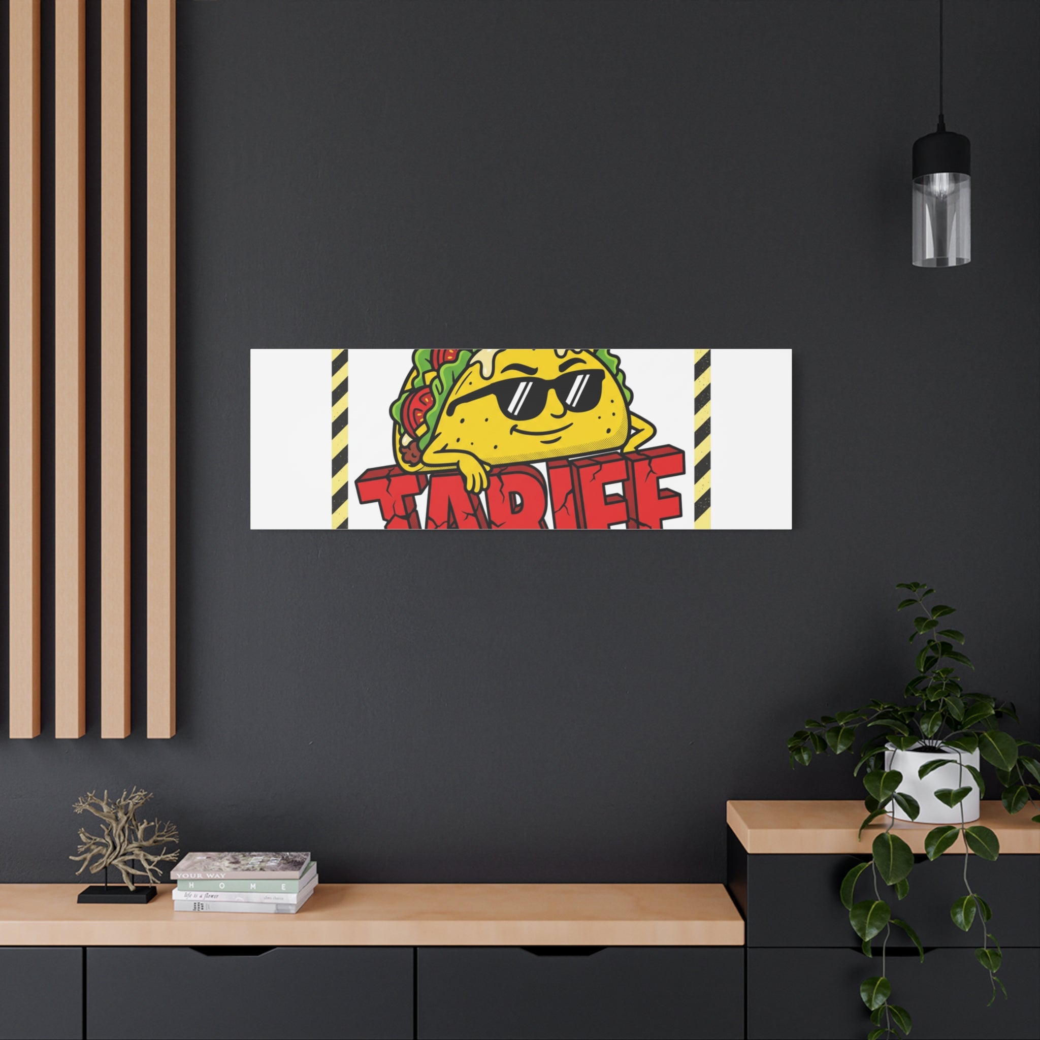 No Taco Tariffs Canvas | political taco pun, tariff backtrack protest typography