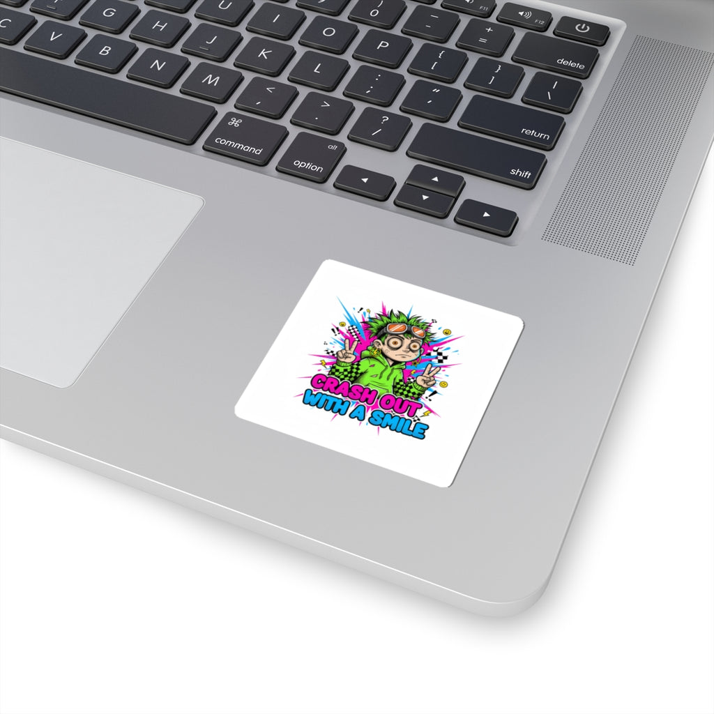 Crash Out With A Smile Sticker | neon meltdown, crash out sticker