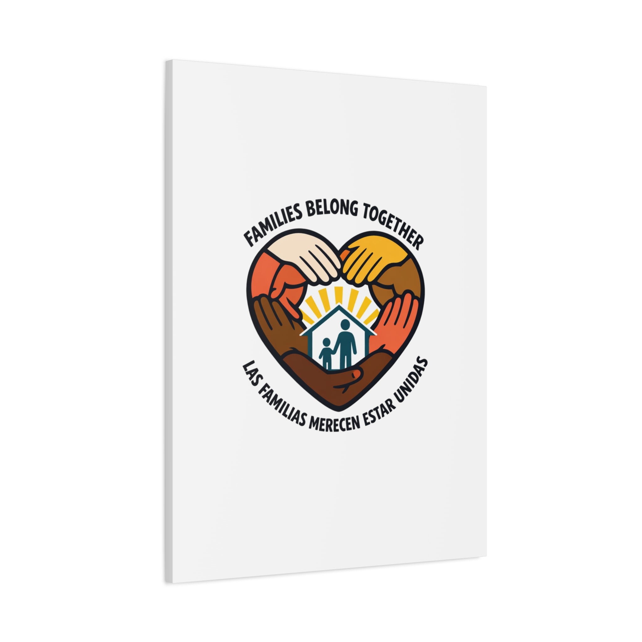 Families Belong Together Canvas, family unity solidarity, bilingual inclusive decor