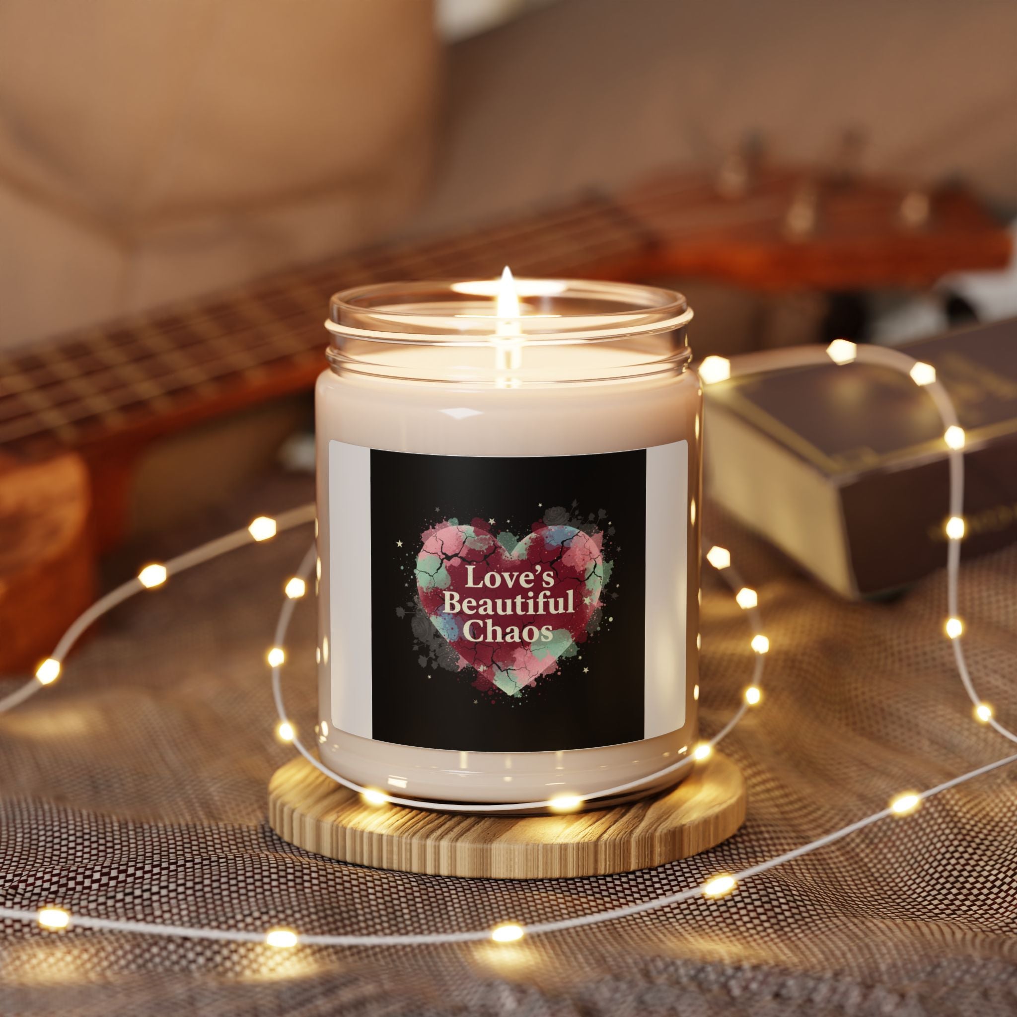 Love's Beautiful Chaos Candle | Soft Grunge Hearts, Distressed Heart Jar