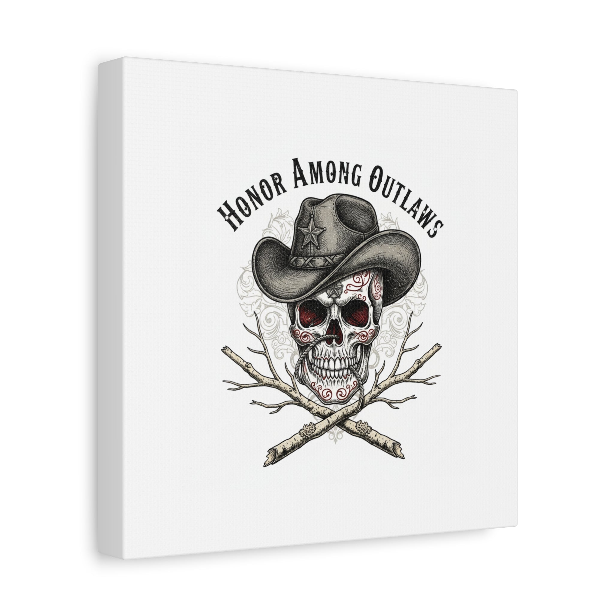Honor Among Outlaws Canvas | Western Skull Art, Gothic Americana Desert Noir