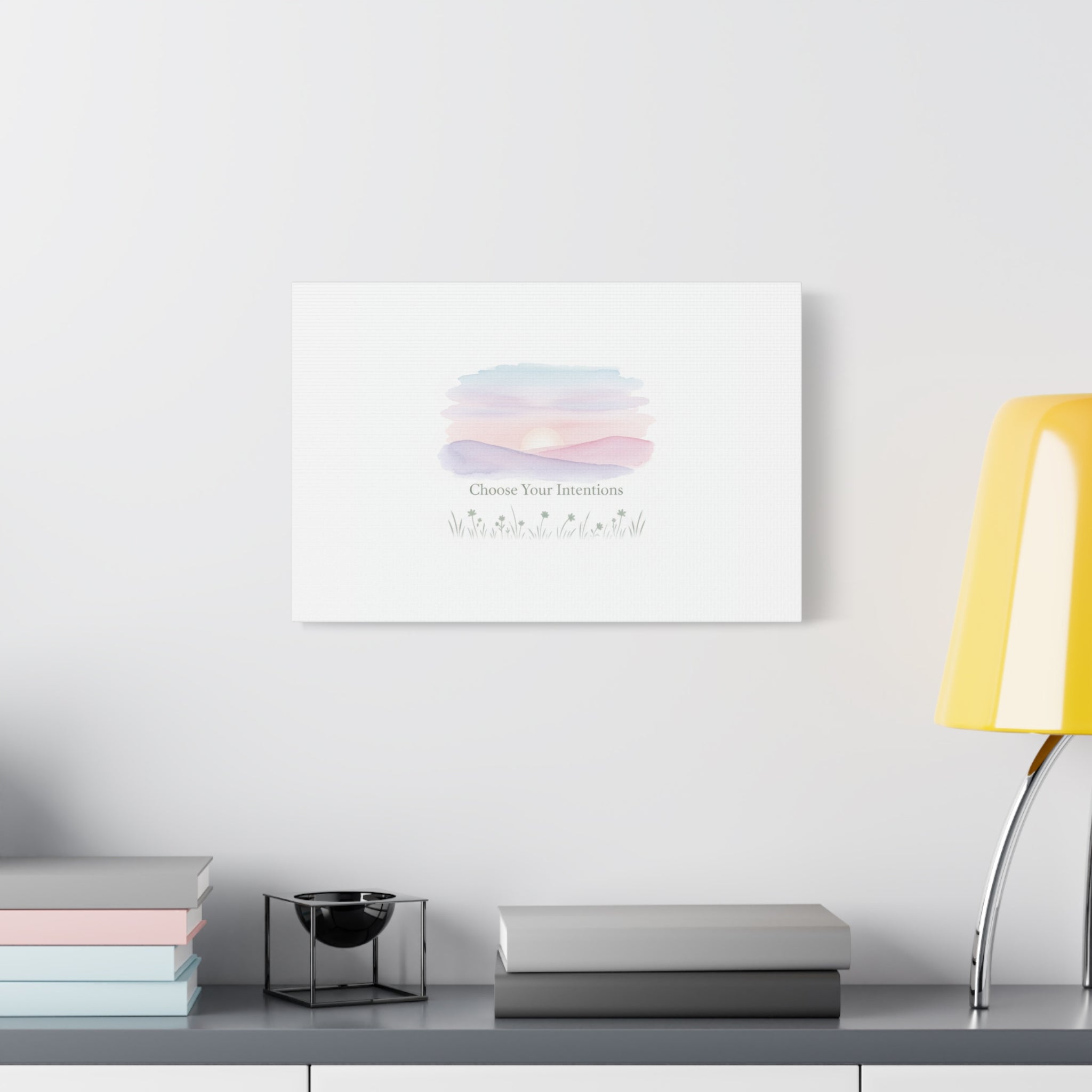 Choose Your Intentions Canvas, soft wellness poster, pastel gradient mindfulness art