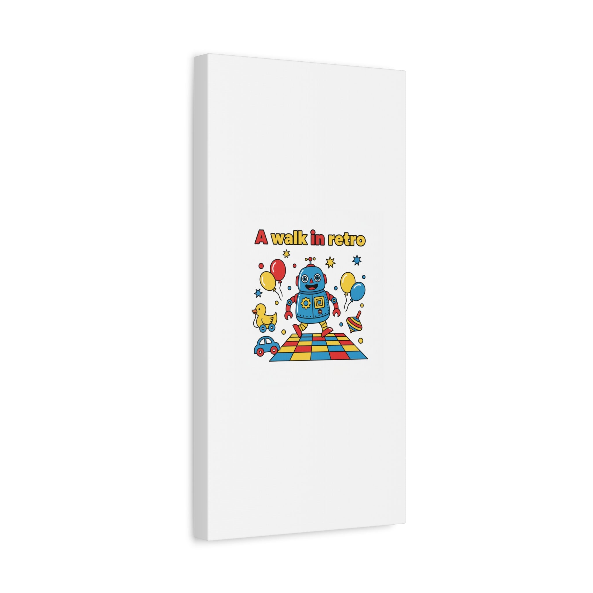 Retro Toy Robot Canvas | Throwback Kid, Primary Color Nostalgia