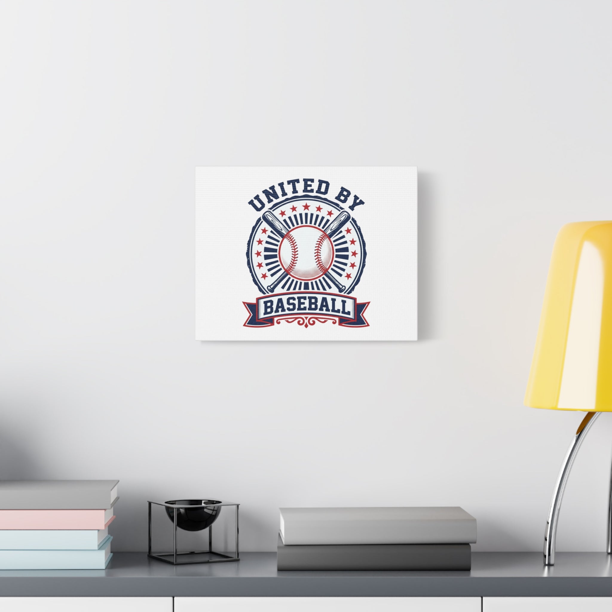 United by Baseball Canvas | Patriotic Baseball Graphic, Red White Blue Wall Art