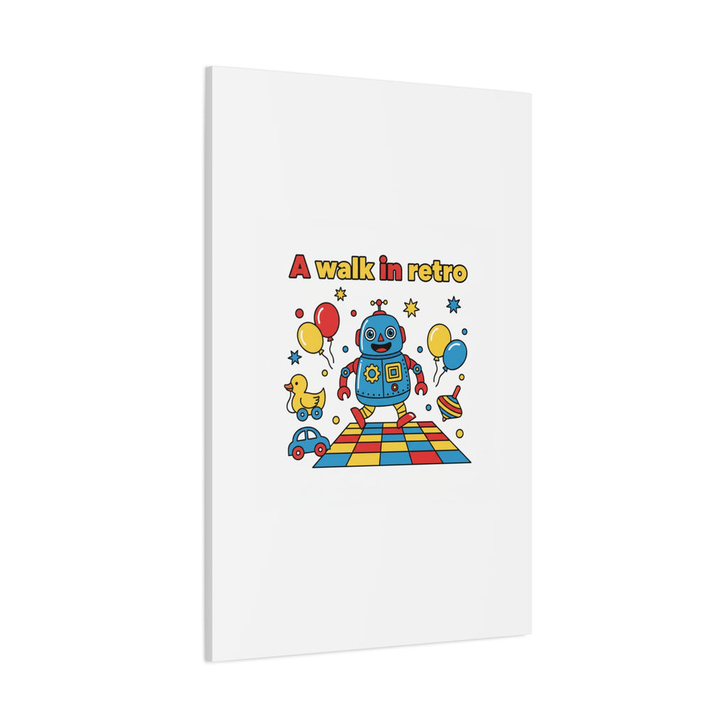 Retro Toy Robot Canvas | Throwback Kid, Primary Color Nostalgia