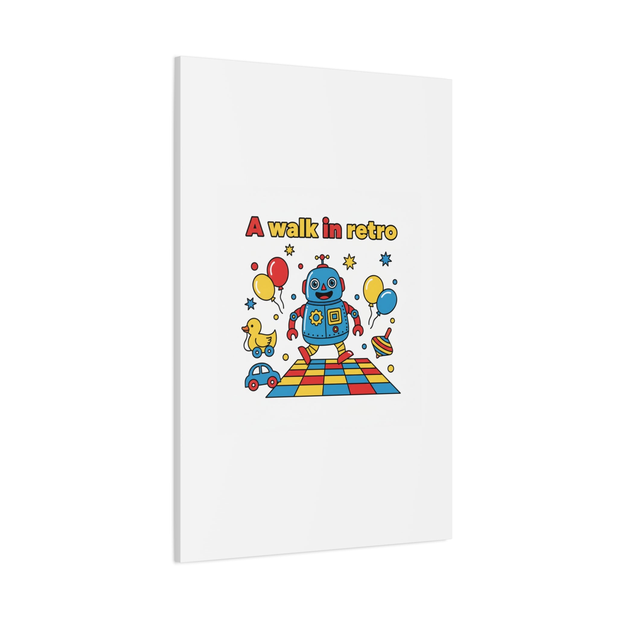 Retro Toy Robot Canvas | Throwback Kid, Primary Color Nostalgia