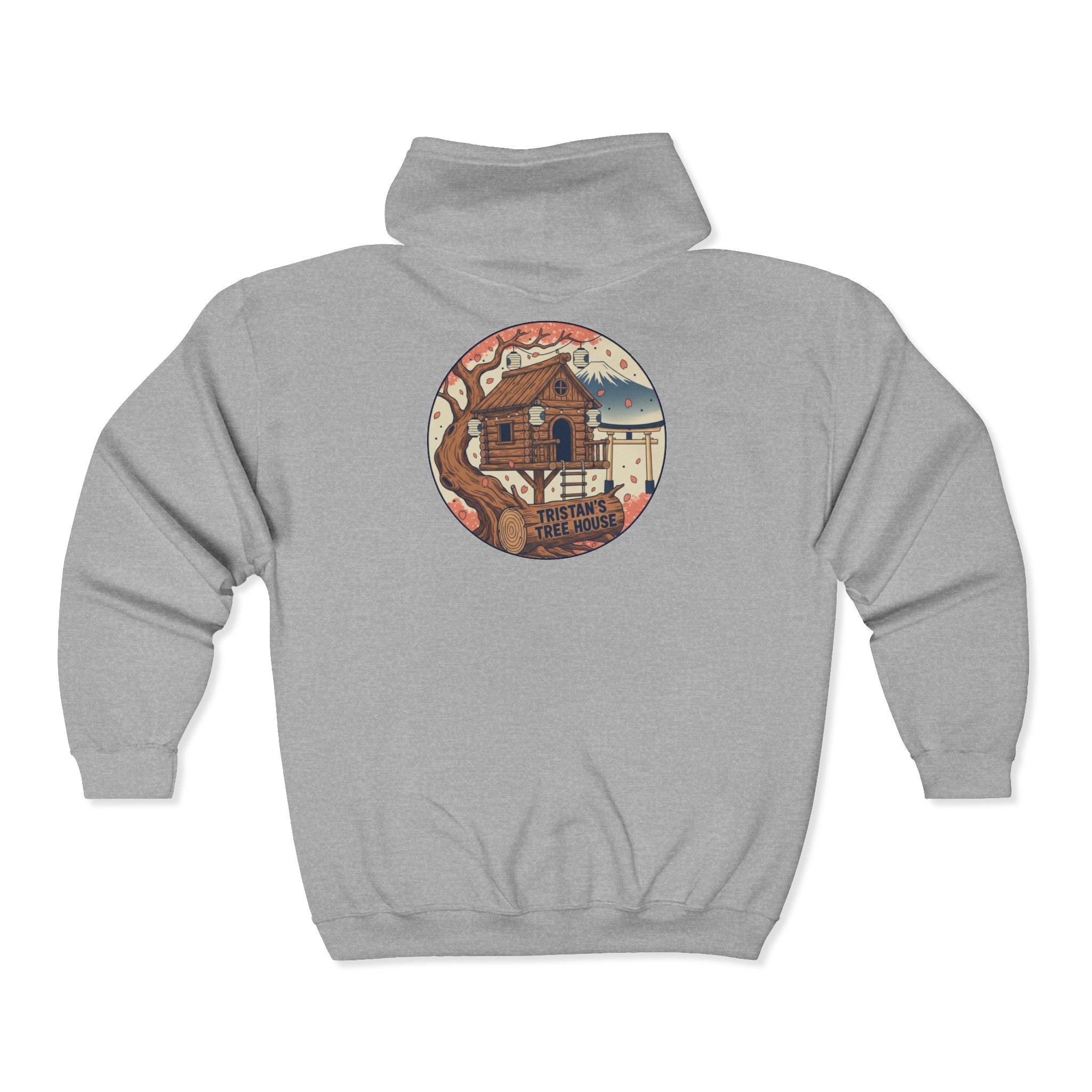 Love Vibes Zip Hoodie —Tristan’s Treehouse  Rustic Lakeside Circle Illustration
