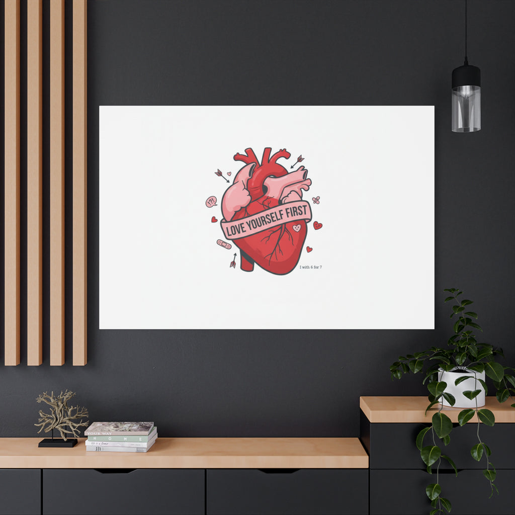 Love Yourself First Canvas, Hearts-with-a-Twist, Anti-Valentine Art
