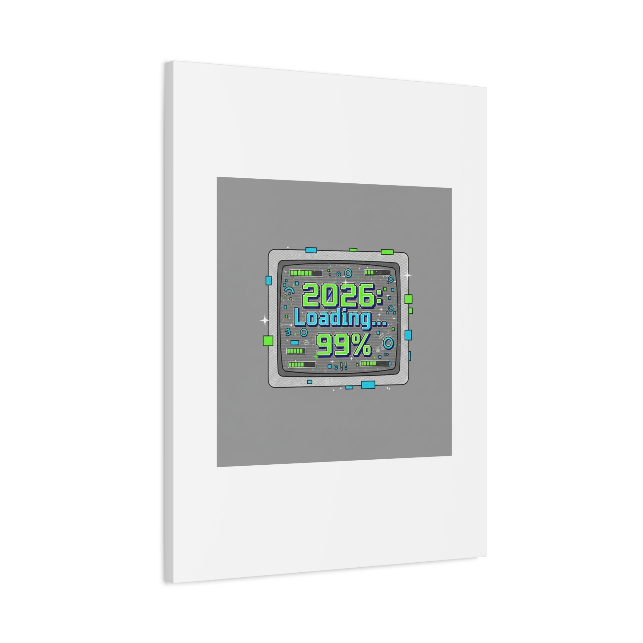2026 Loading 99% Canvas | NYE countdown, retro system interface