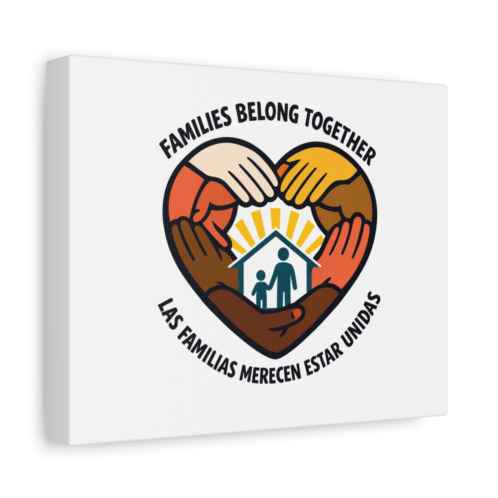Families Belong Together Canvas, family unity solidarity, bilingual inclusive decor
