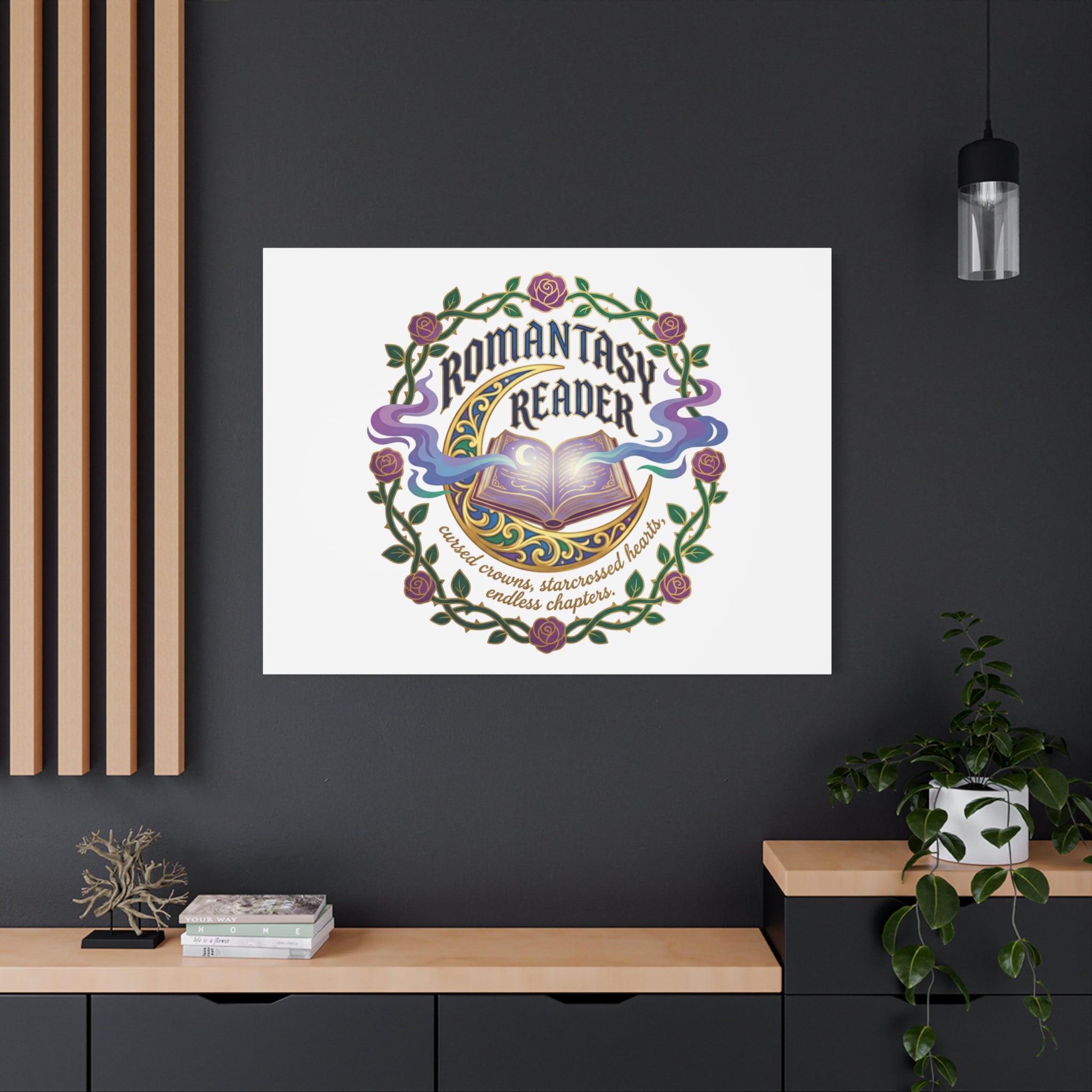 Romantasy Reader Canvas Print | enchanted bookish celestial gothic