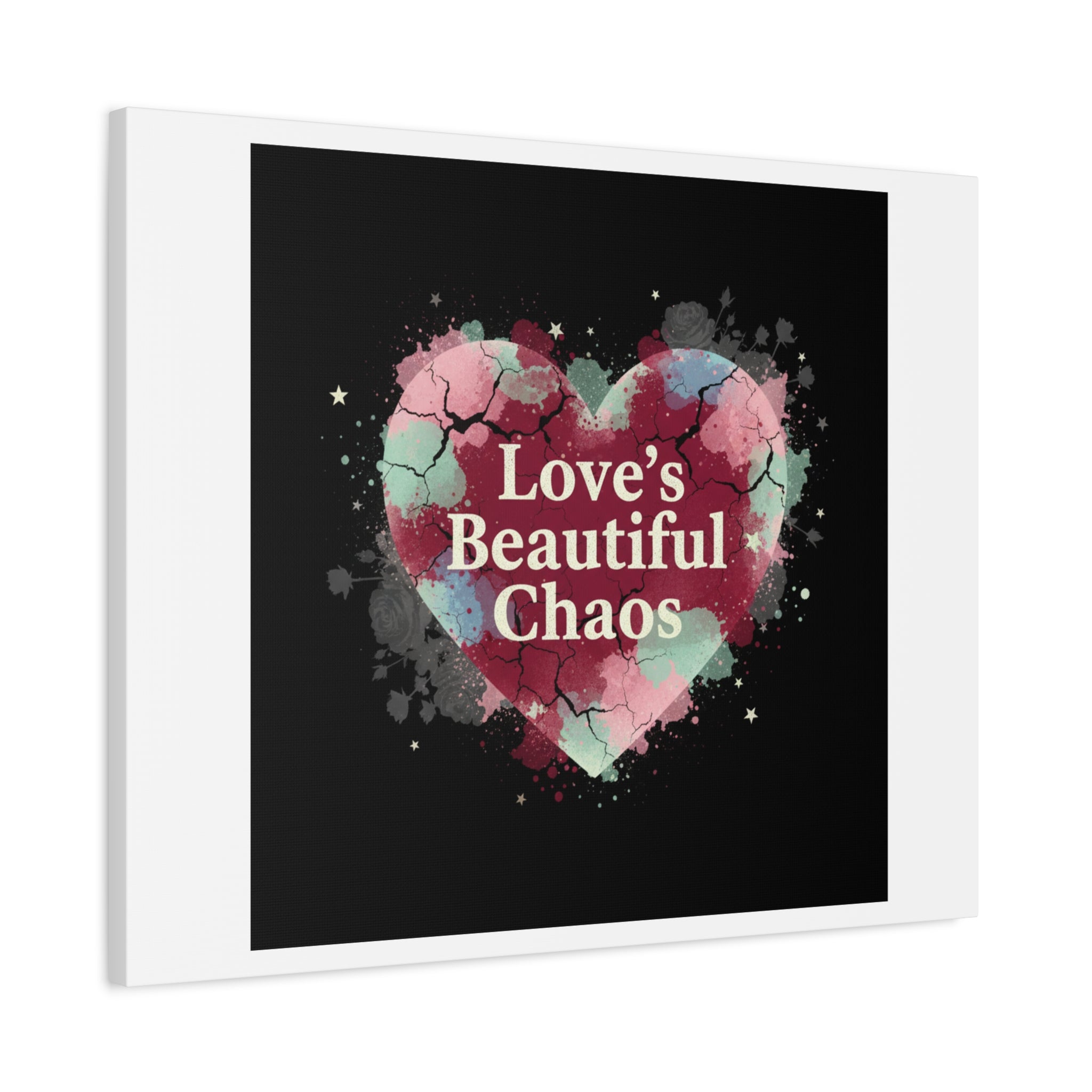 Love's Beautiful Chaos Canvas Print | Soft Grunge Hearts, Distressed Heart Art