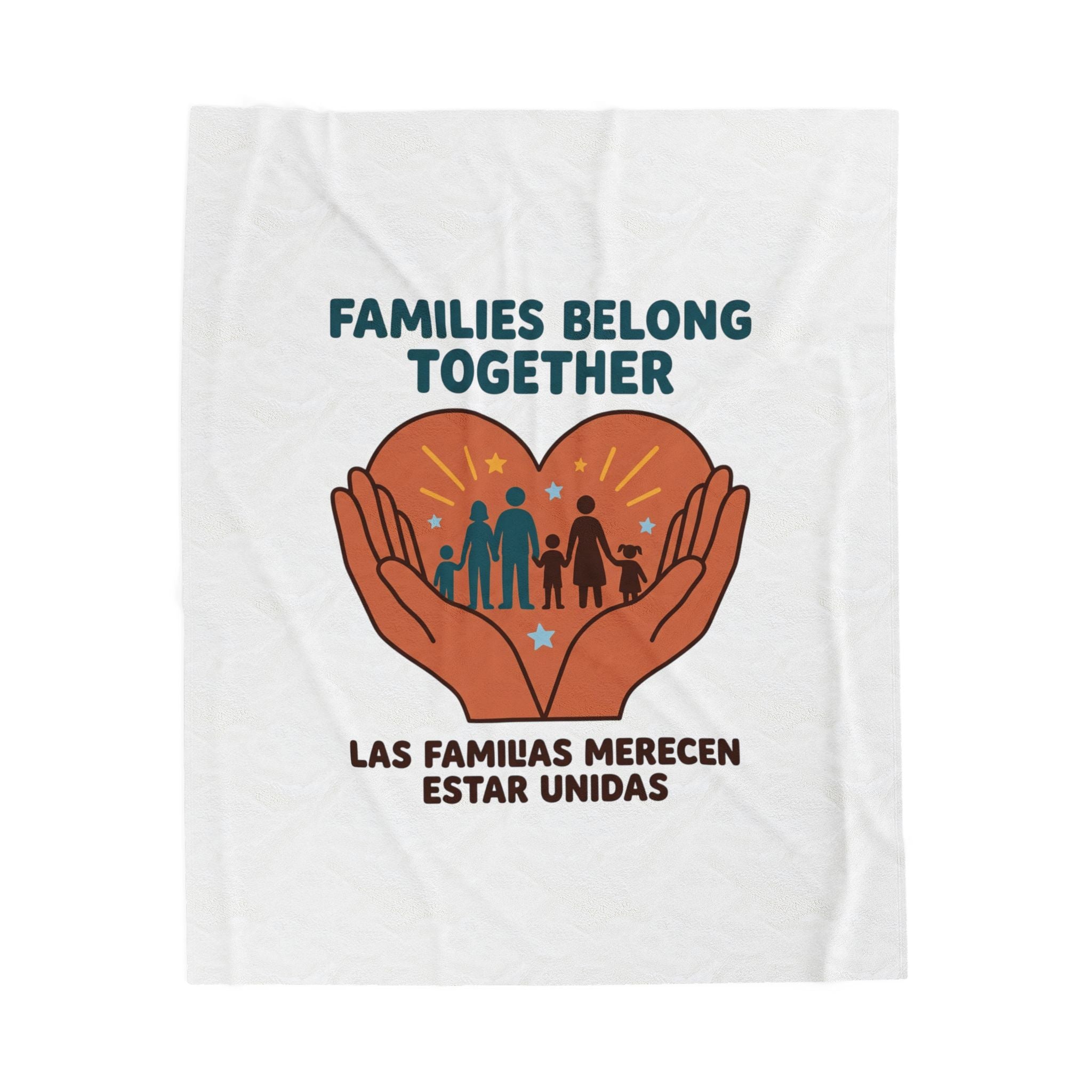 Families Belong Together Velveteen Blanket | family unity, bilingual solidarity