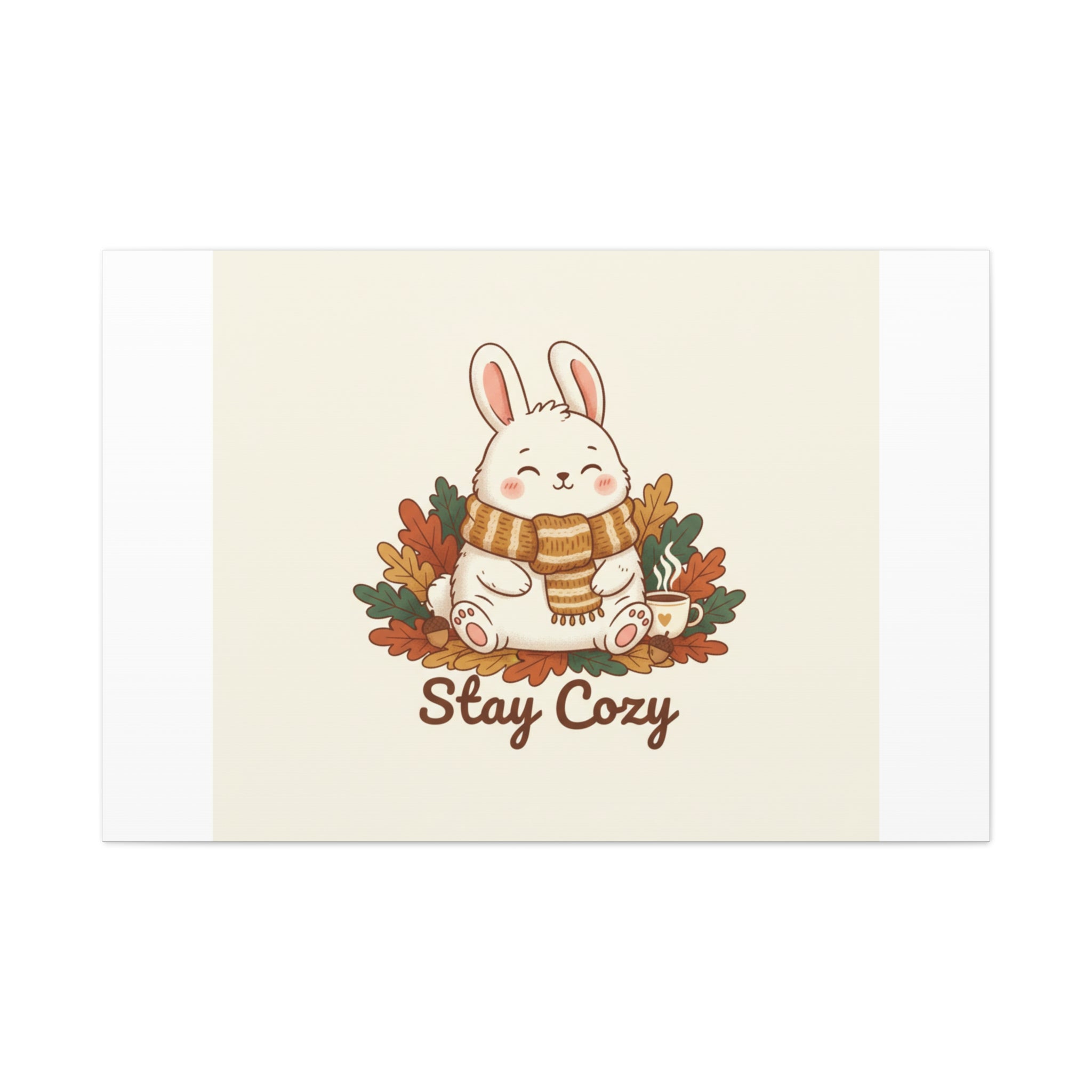 Cozy Bunny Illustration Canvas | Cute Critter Winter Forest Art