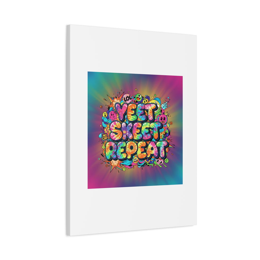 Yeet Skeet Repeat Canvas | Slogan & Glitch Graphic, Meme Phrase Wall Art