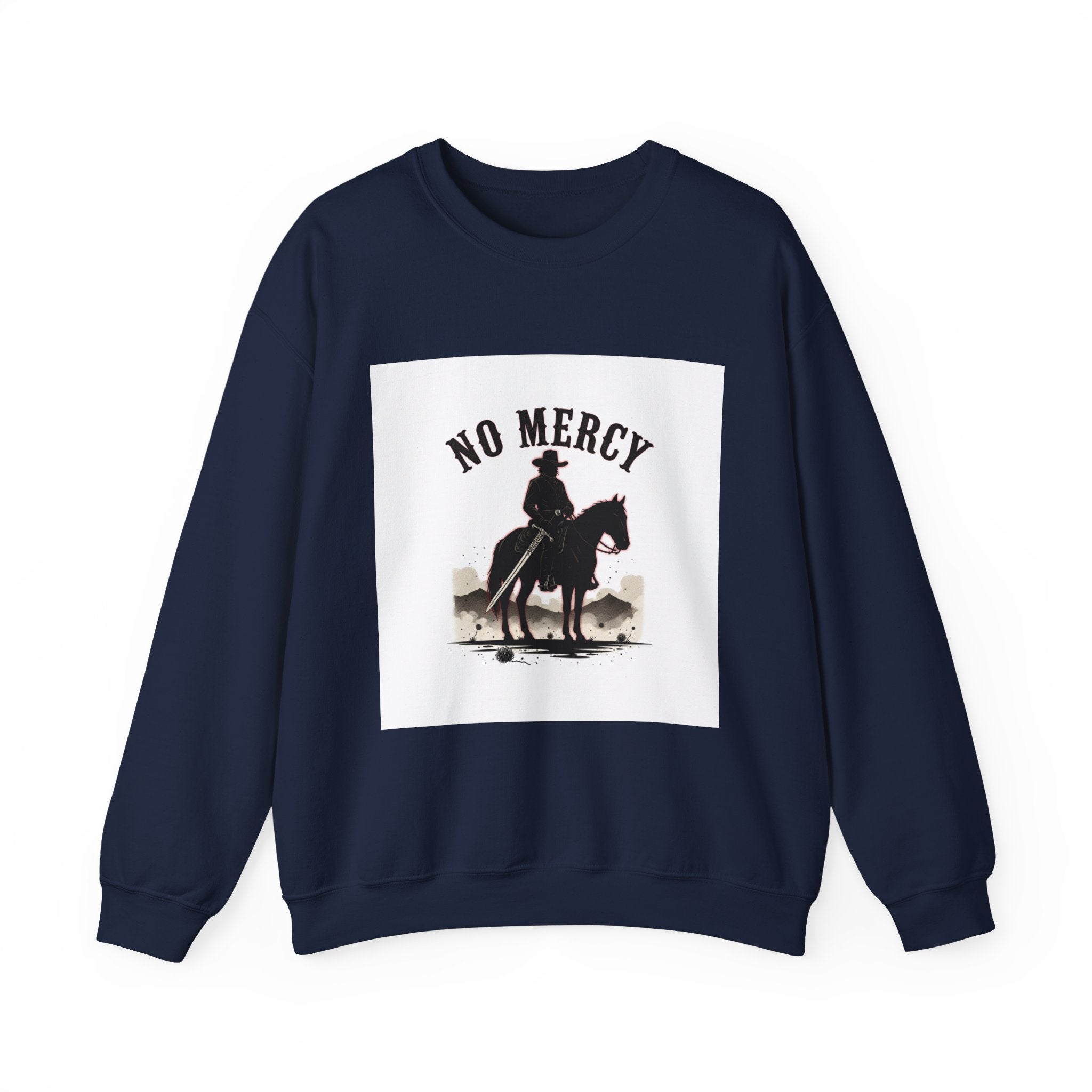 No Mercy cowboy silhouette Sweatshirt | western skull art, gothic Americana