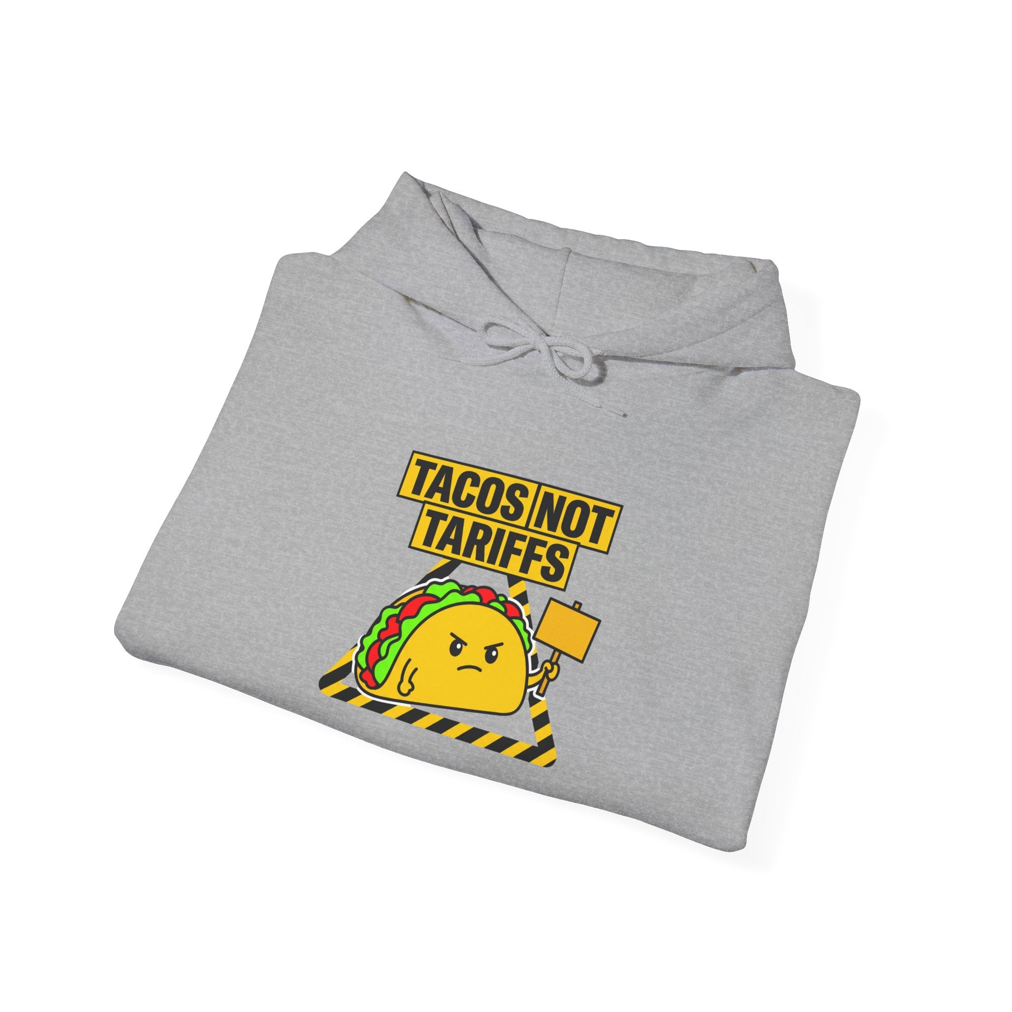 Tacos Not Tariffs Hoodie | taco pun, tariff protest typography
