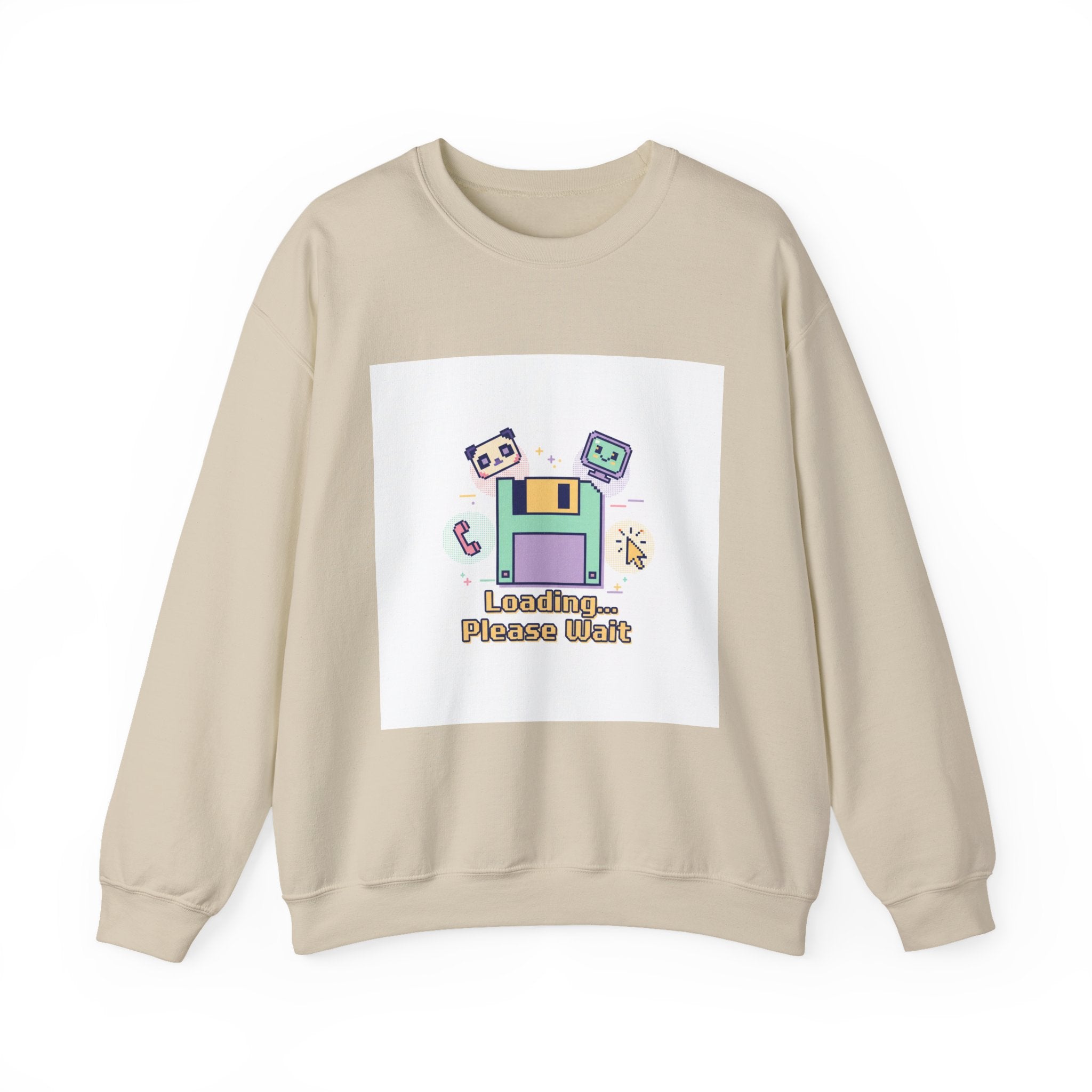 Loading Please Wait Crewneck Sweatshirt | Old Internet Aesthetic, pixel art retro web