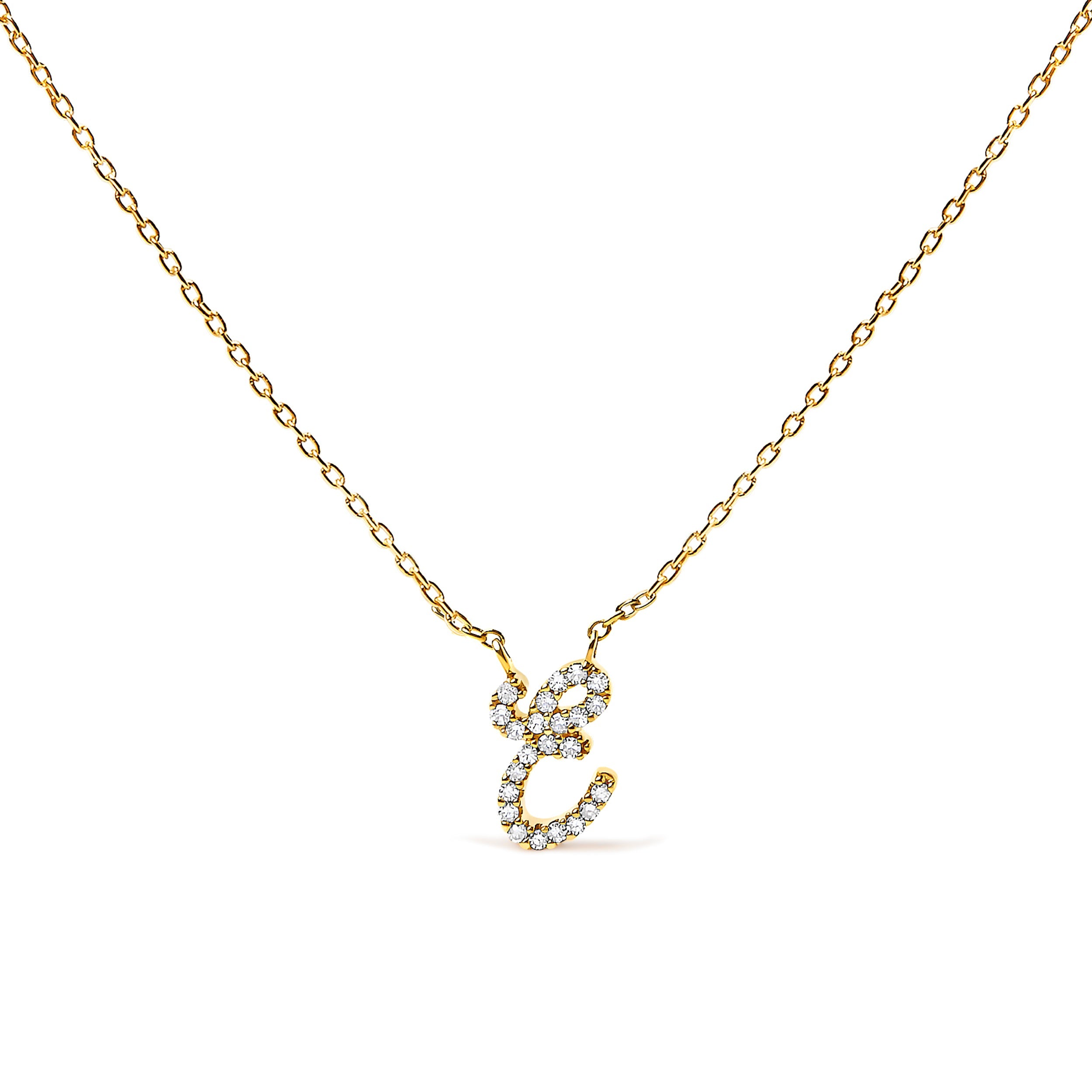 10K White Gold Diamond Accent "A" Initial Script Style Pendant Necklace