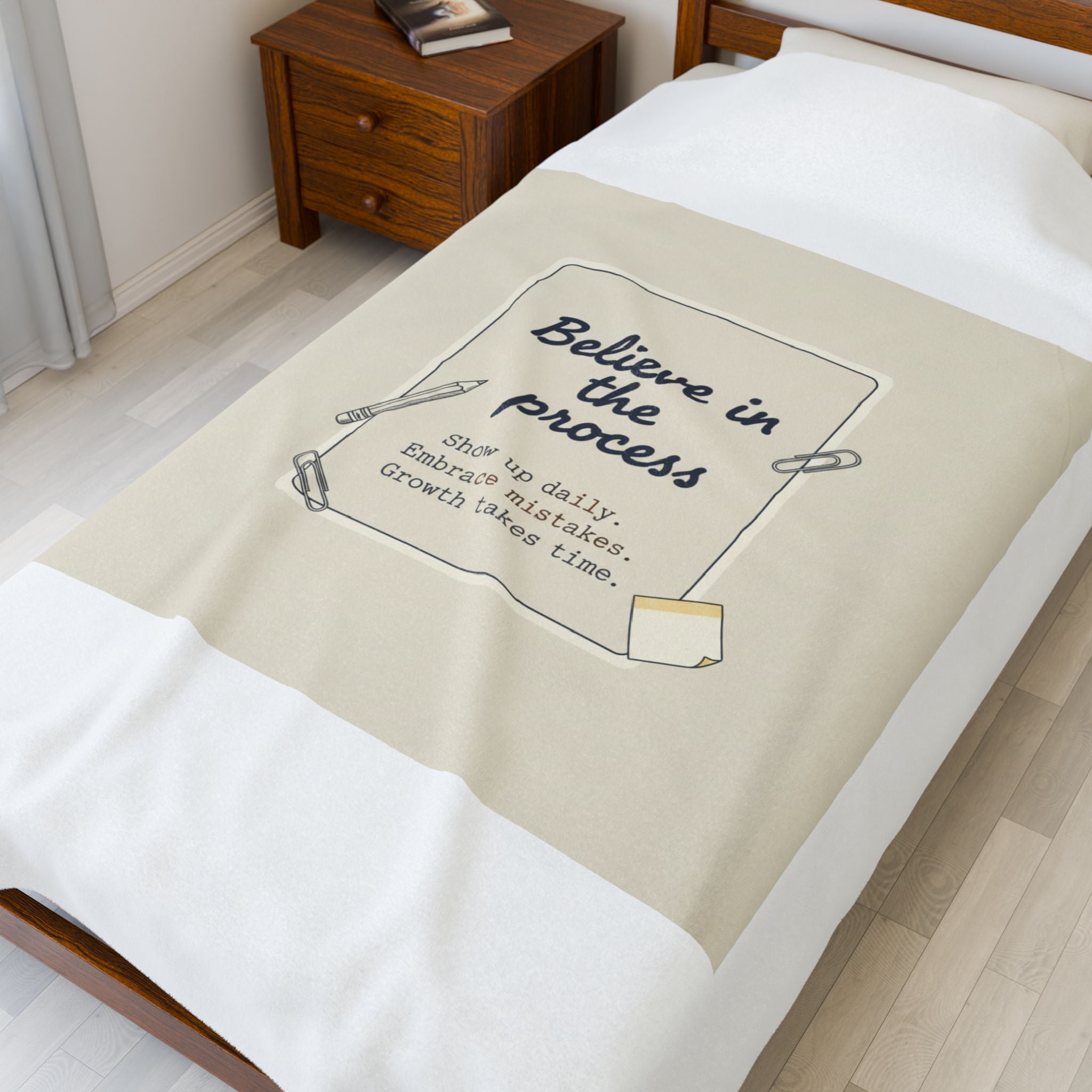 Believe in the Process Blanket | Note to Self, Post‑It Style Analogue Reminder