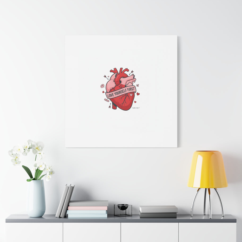 Love Yourself First Canvas, Hearts-with-a-Twist, Anti-Valentine Art