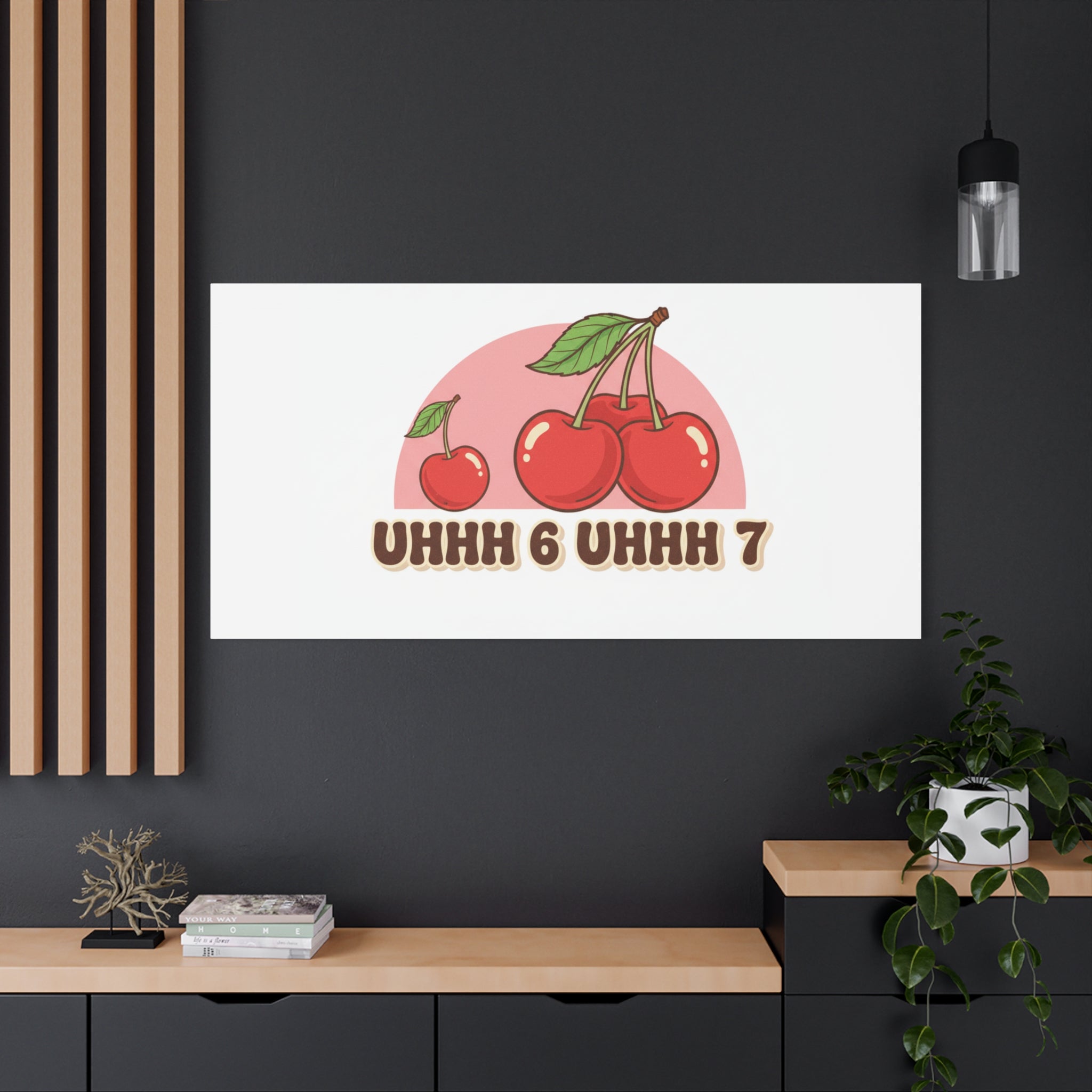 Six Severn Cherry Retro Graphic Canvas | kawaii fruit print, vintage cherry design