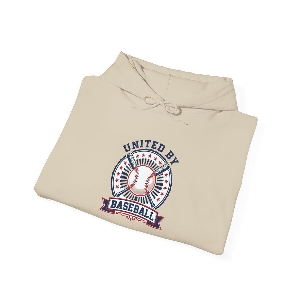 United by Baseball Hoodie | patriotic baseball graphic, vintage ballpark aesthetic