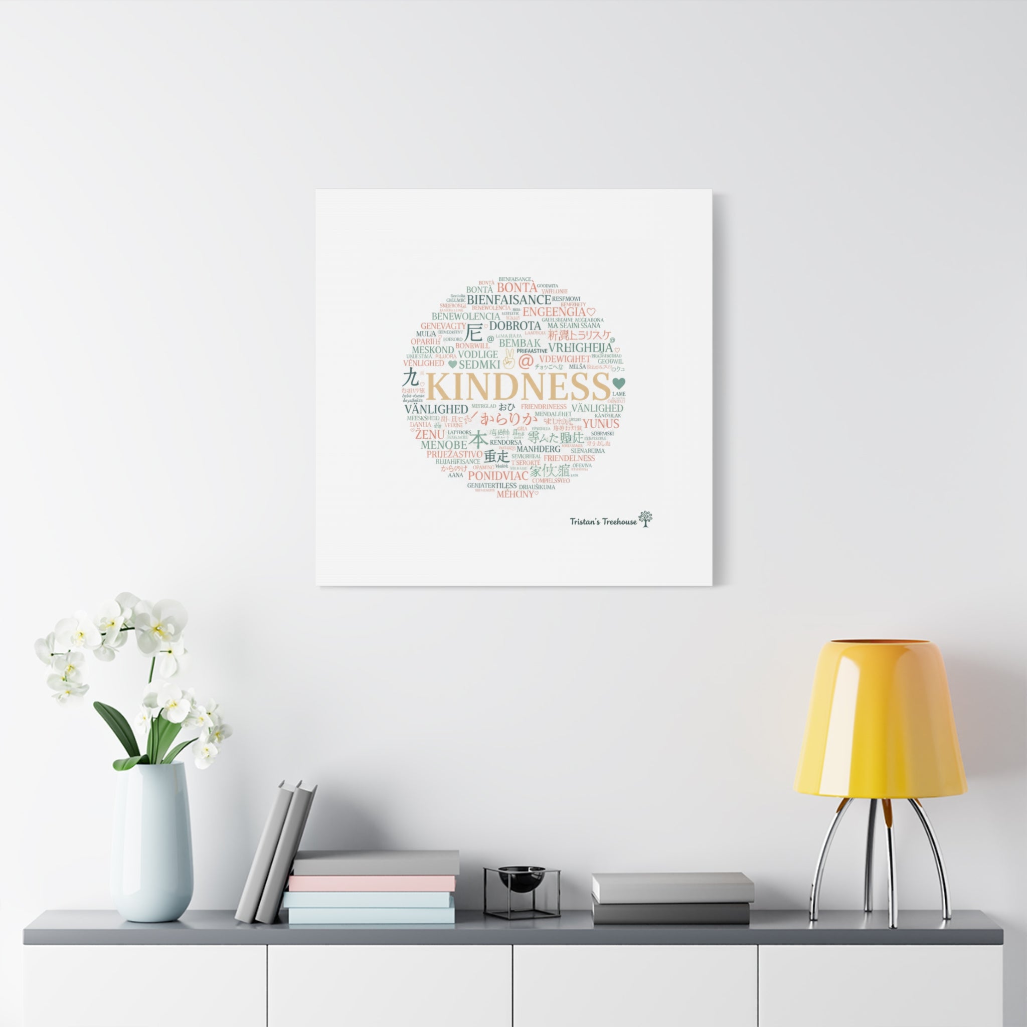 Kindness Word Cloud Canvas | Fresh Start Minimalist Wall Art