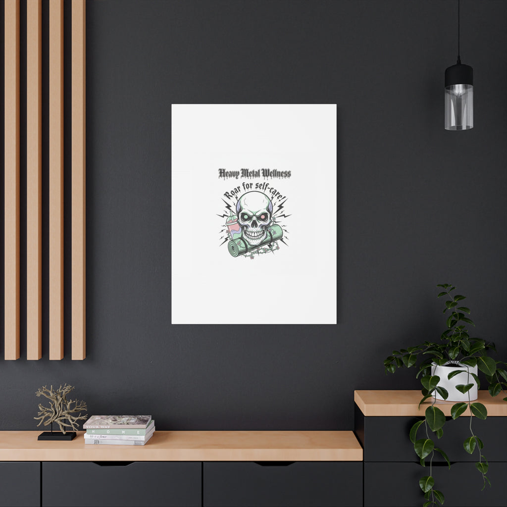 Roar for Self-Care Skull Canvas | heavy metal wellness, gothic wellness quote