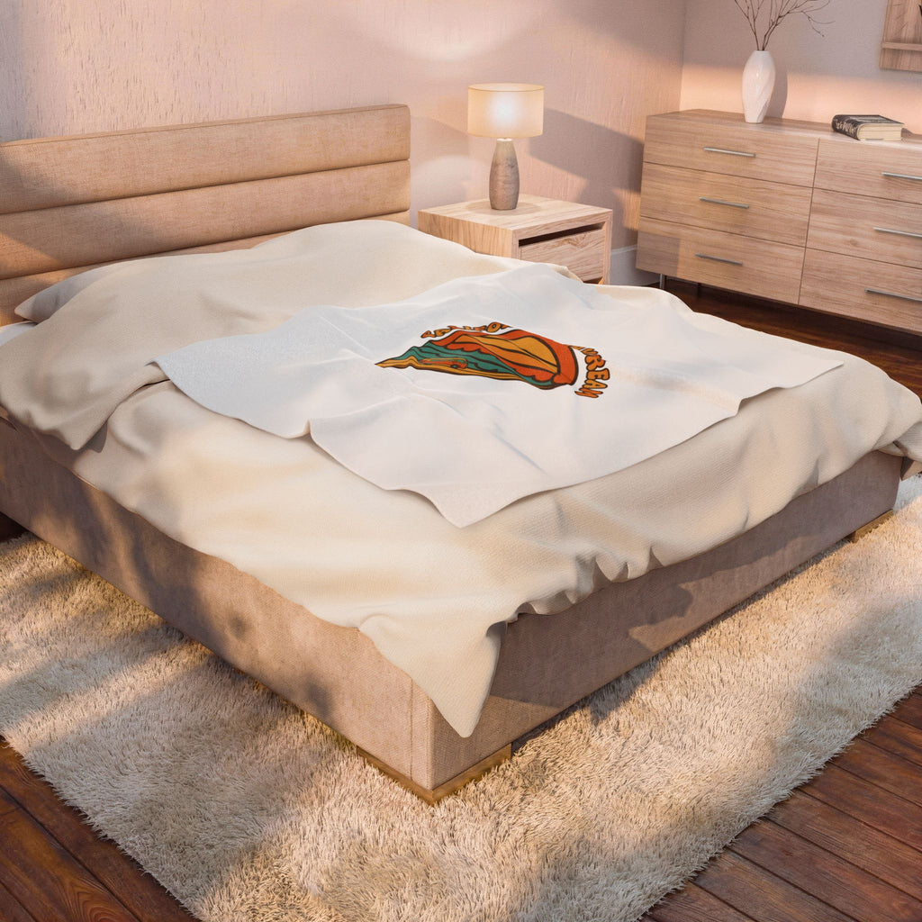 California Daydream Sunset Velveteen Blanket | 70s Retro Palm Golden Hour