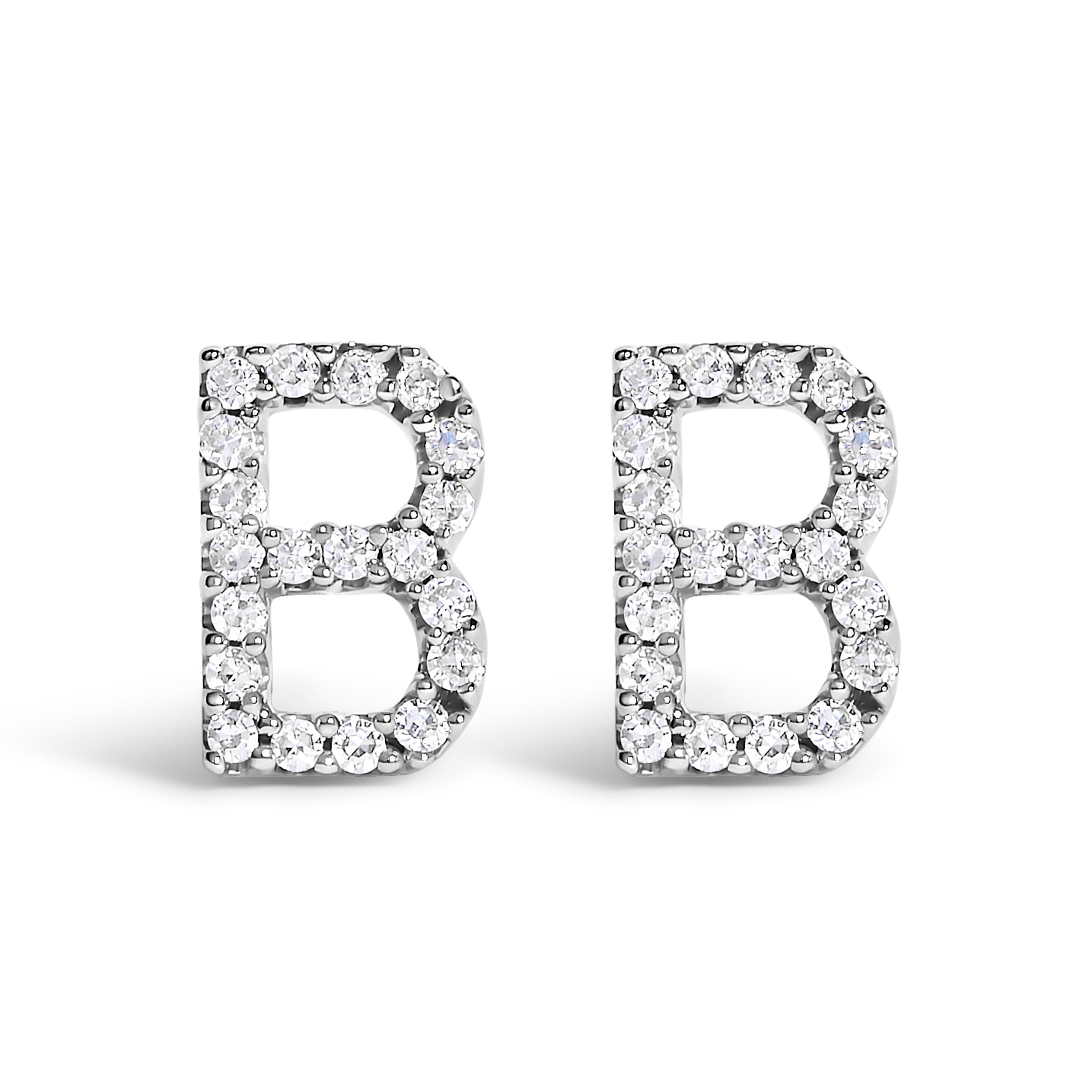 10K White Gold 1/10 Cttw Diamond Initial â€œAâ€ Stud Earring